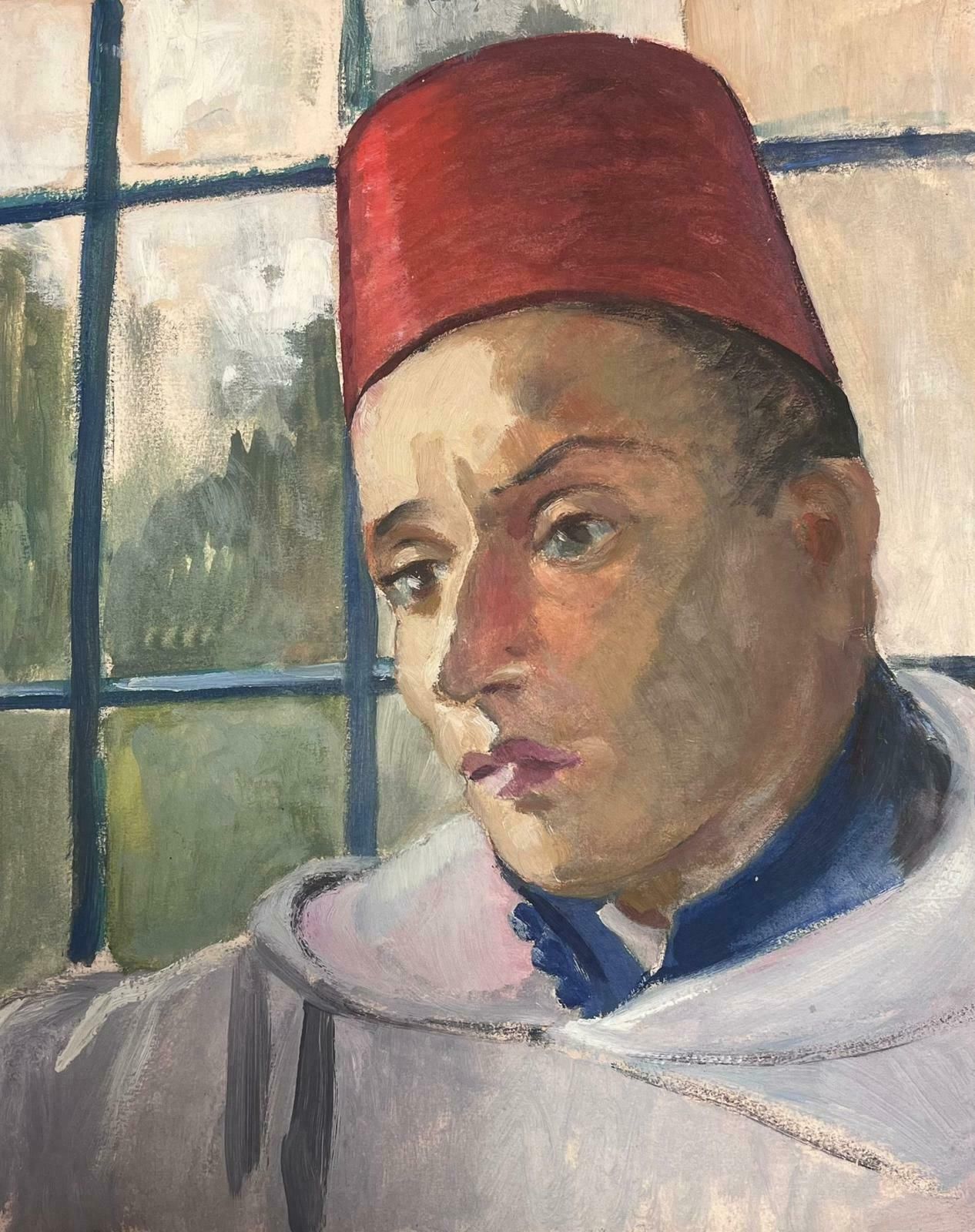 Y. Blanchon1930's Portrait Of A Man Wearing A Fez Hat  1930's