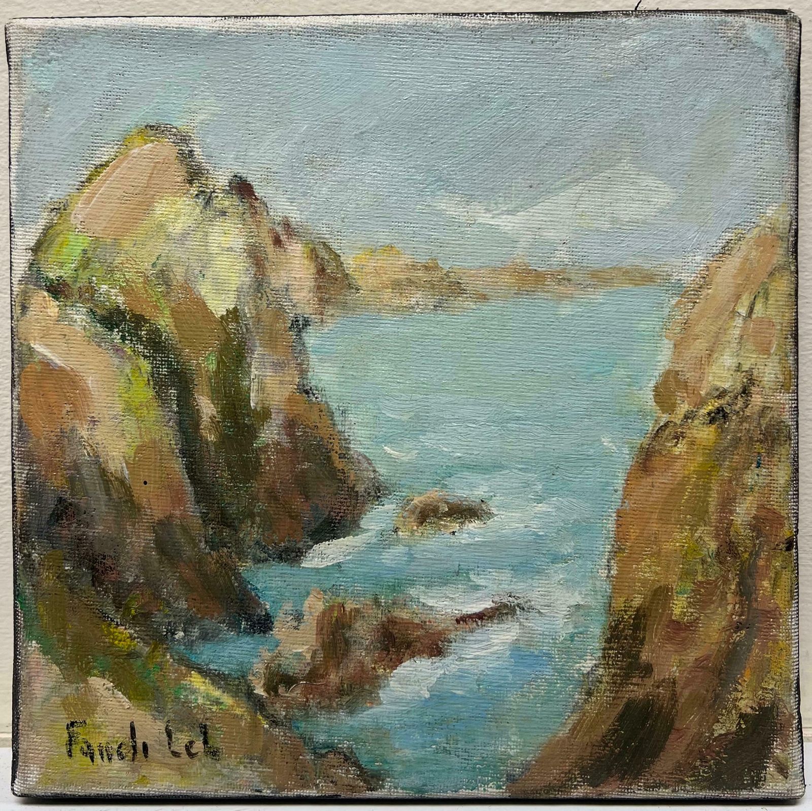 Fanch Lelcoastal Scene With Rocky Cliffs And Blue Waters The Pointe Du Van Brittany20th Century photo furniture
