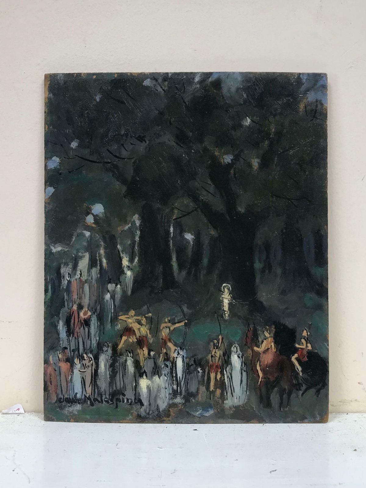 French Schoolmartyrdom Of Saint By Bow & Arrow In Woods Roman Soldiers, French Oil photo furniture