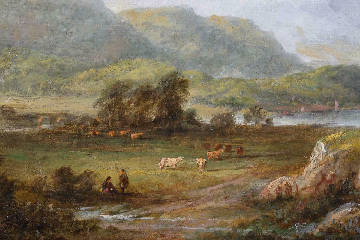 19th Century Scottish Schoolshepherds & Animals Scottish Highland Misty Landscape Loch Tay Perthshire photo Art