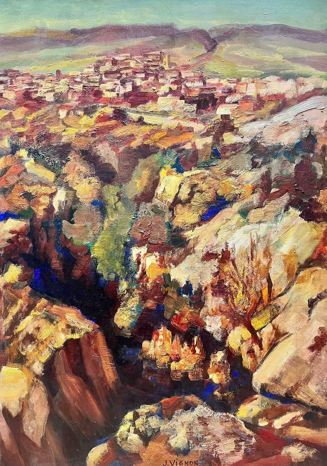 Josine Vignonmid 20th Century Provence Village Signed French Oil Beautiful Thick Oil Paint1960's