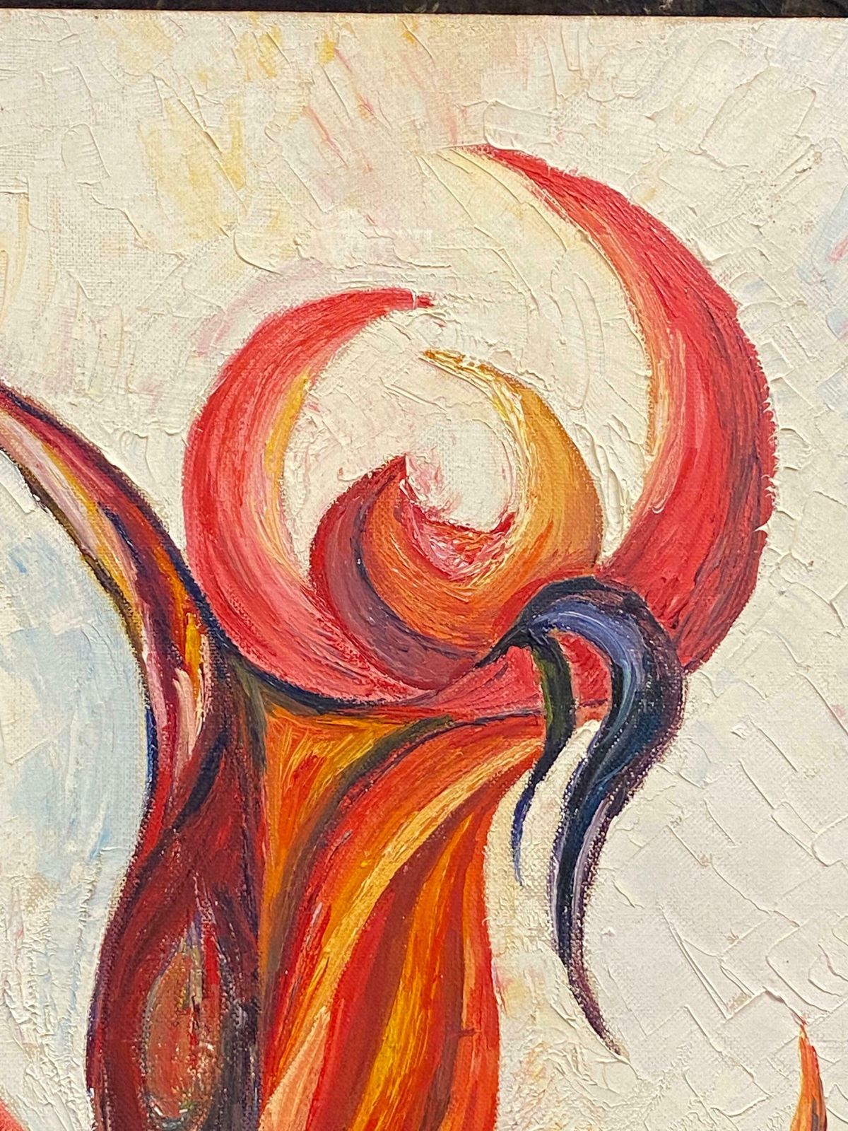 P Vilette20th Century Original French Expressionist Oil Painting Vibrant Red Flower20th Century photo 560.0