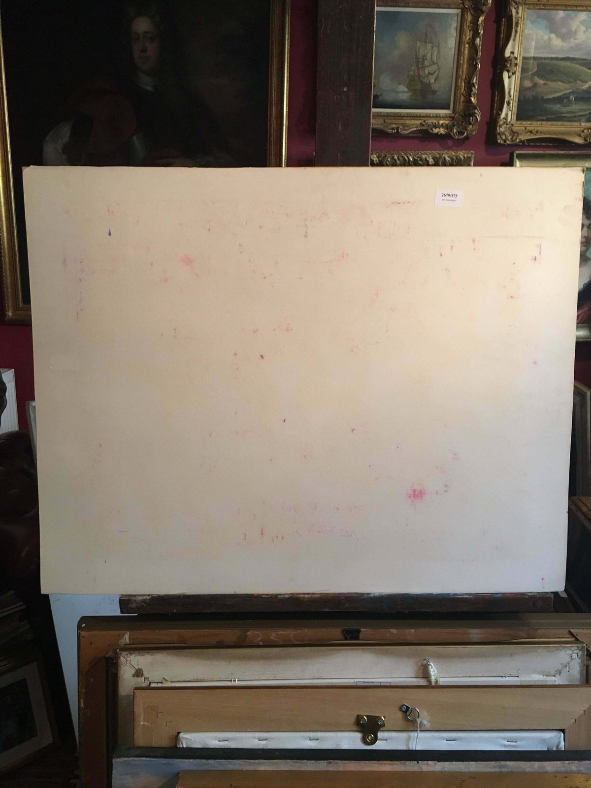 Raphaelle Pialarge French Abstract Painting, Watercolour, Signed, Red And Purple Palette1979 photo vinterior