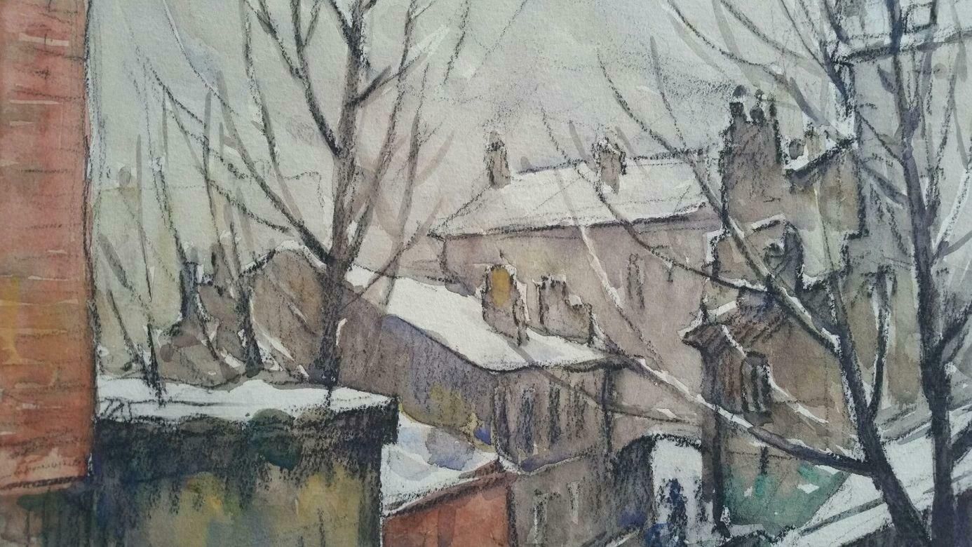 Henri Milochecole De Paris Mid 20th Century City Architectural Winter Scene 1940's photo buy