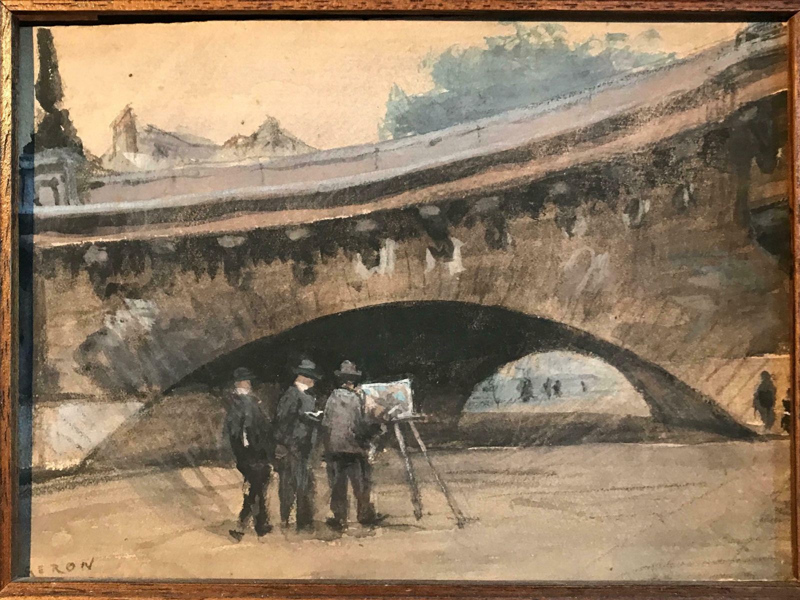 Rene Ligeronpainting Under Le Pont Neuf River Seine Paris, Fine Impressionist Paintingc. 1920's photo for sale
