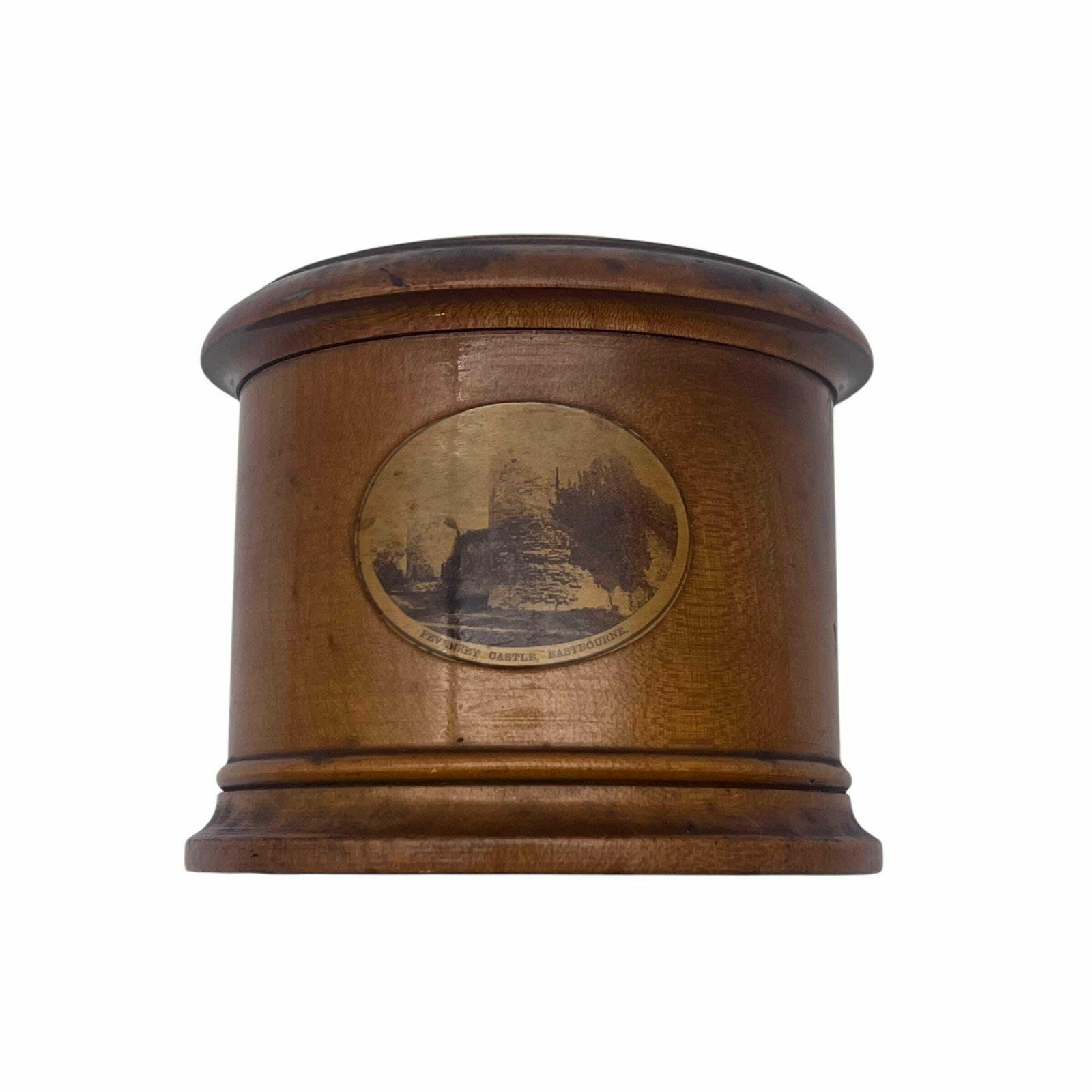 Antique Mauchline Ware Treen String Box   The Pier Eastbourne   Pevensey Castle Eastbourne   Home Decor   String Tidy photo furniture