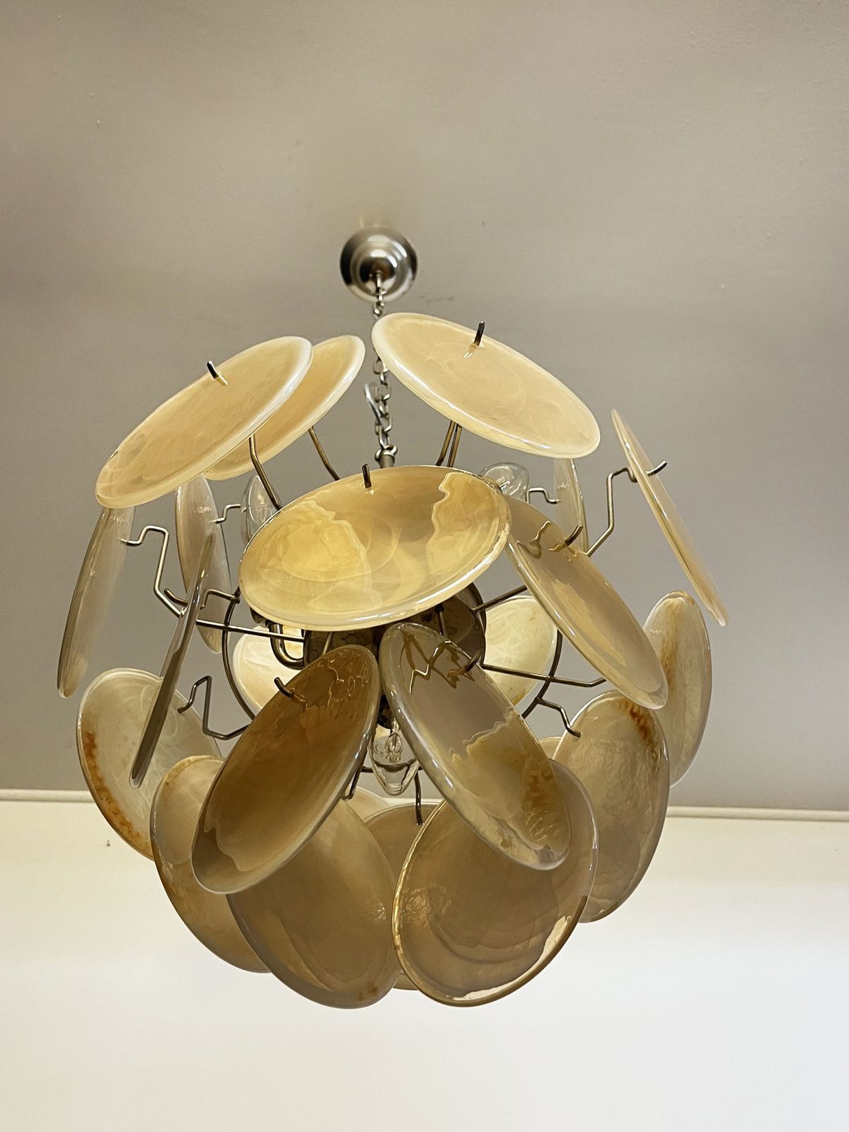 Vintage Italian Murano Chandelier   24 Gold Disks photo 560.0