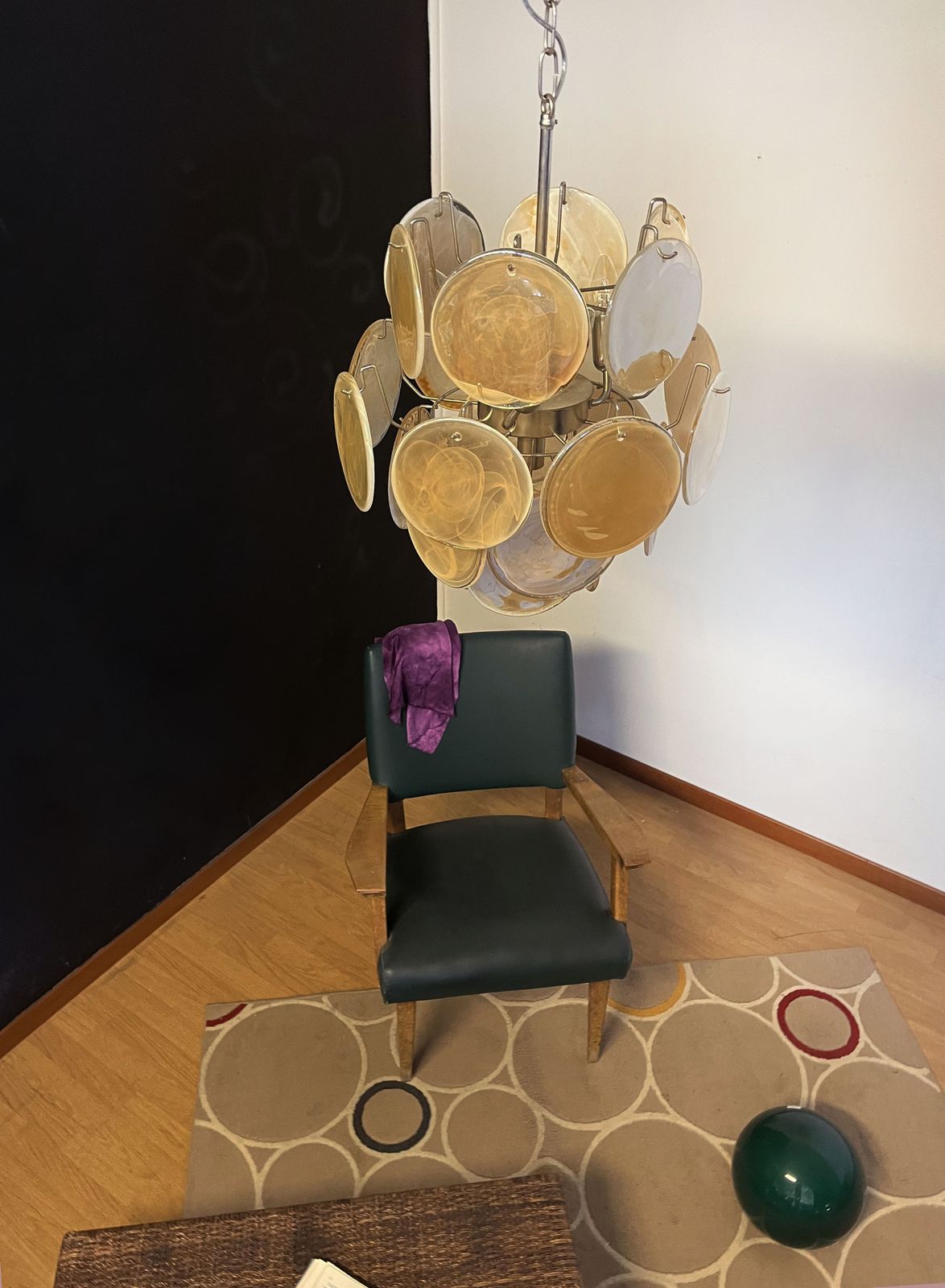 Vintage Italian Murano Chandelier   24 Gold Disks photo vintage