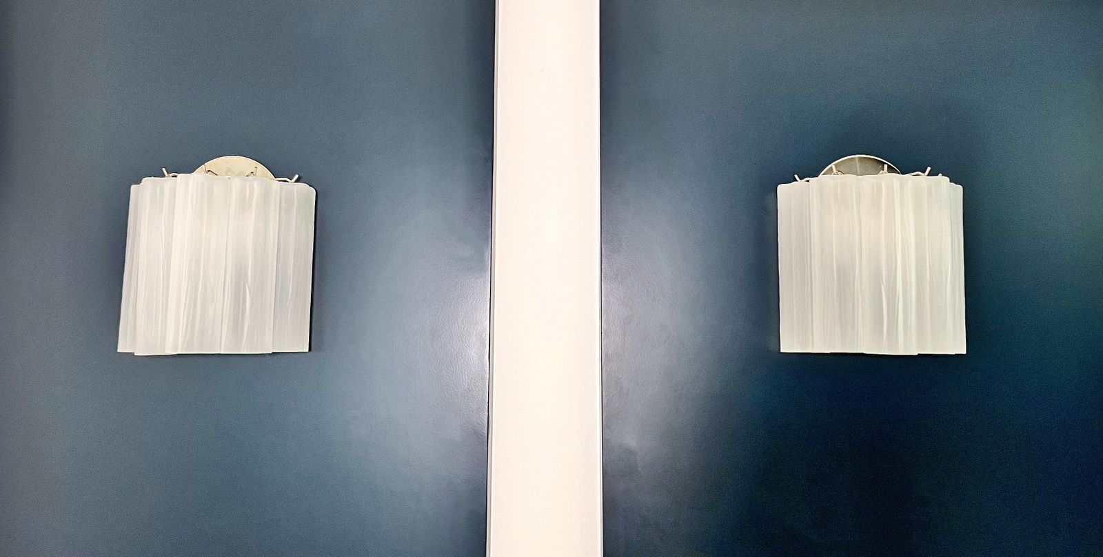 Fantastic Pair Of Murano Glass Tube Wall Sconces   5 Etched Glass Tube photo Lighting