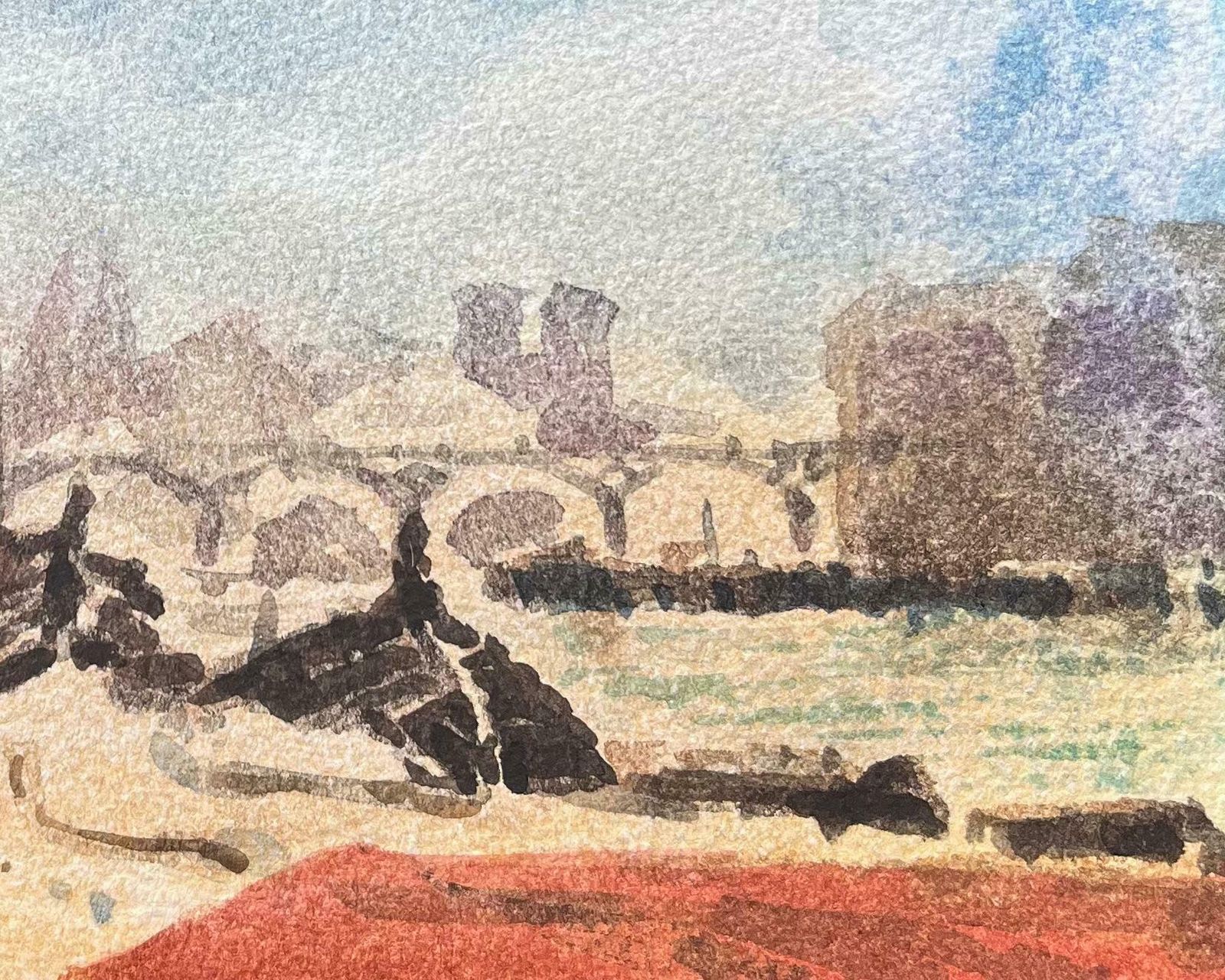 Maurice Mazeiliefrench Impressionist Watercolor Of Notre Dame And The Pont Neuf From The Seine20th Century photo 214.0