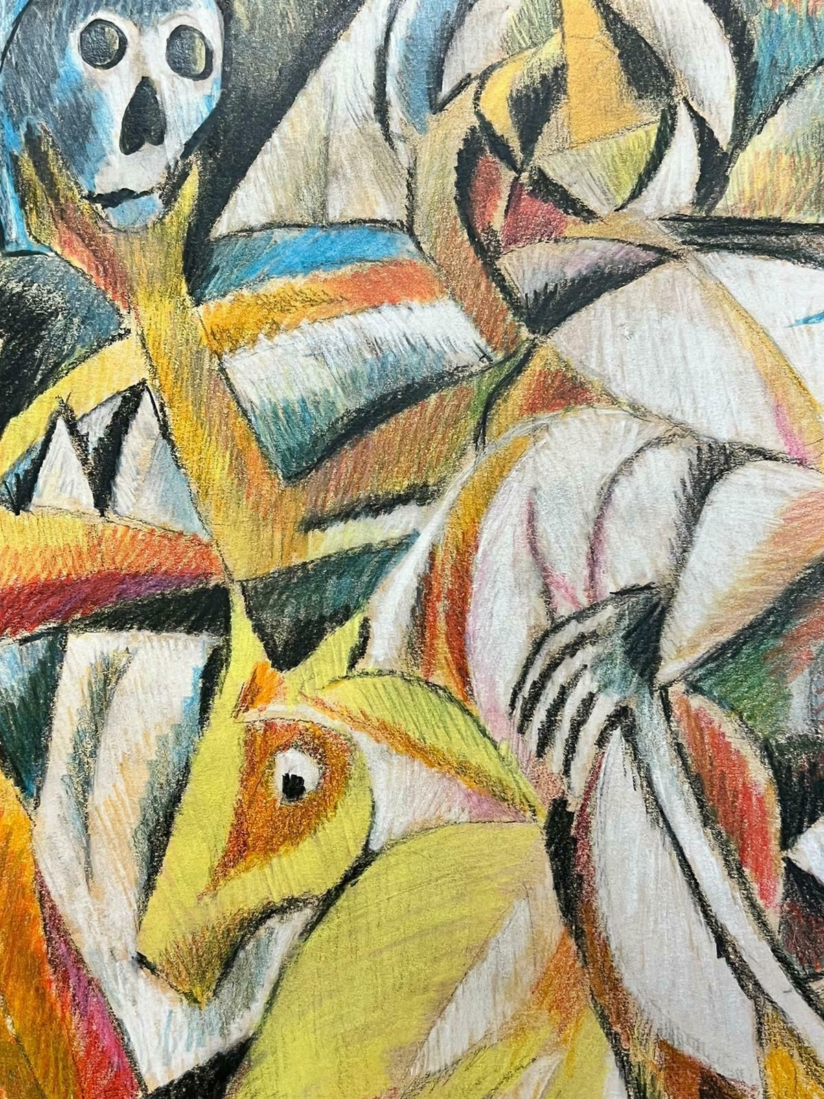 Continental Schoolcubist Figure On Horseback Holding A Skull 20th Century Artwork photo buy
