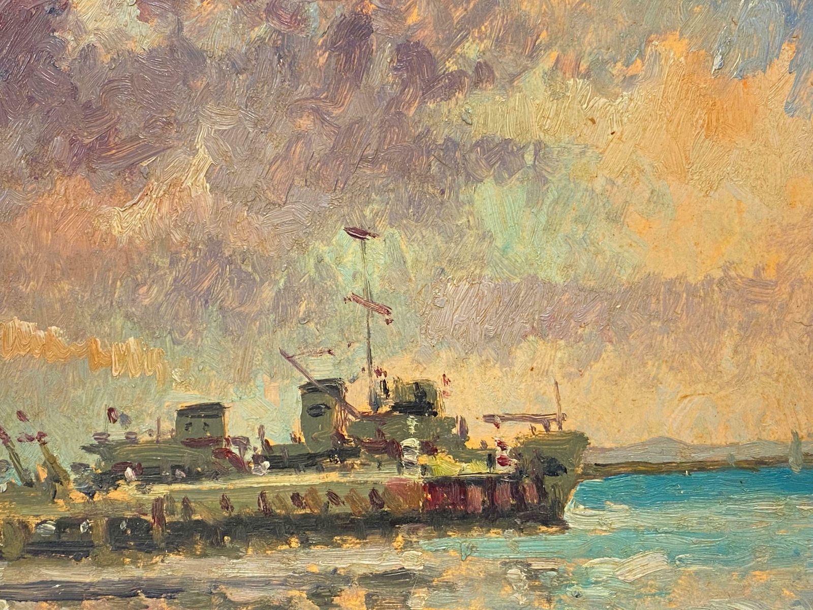 Maurice Mazeiliemaurice Mazeilie   French Impressionist Oil   Shipping Harbour photo furniture