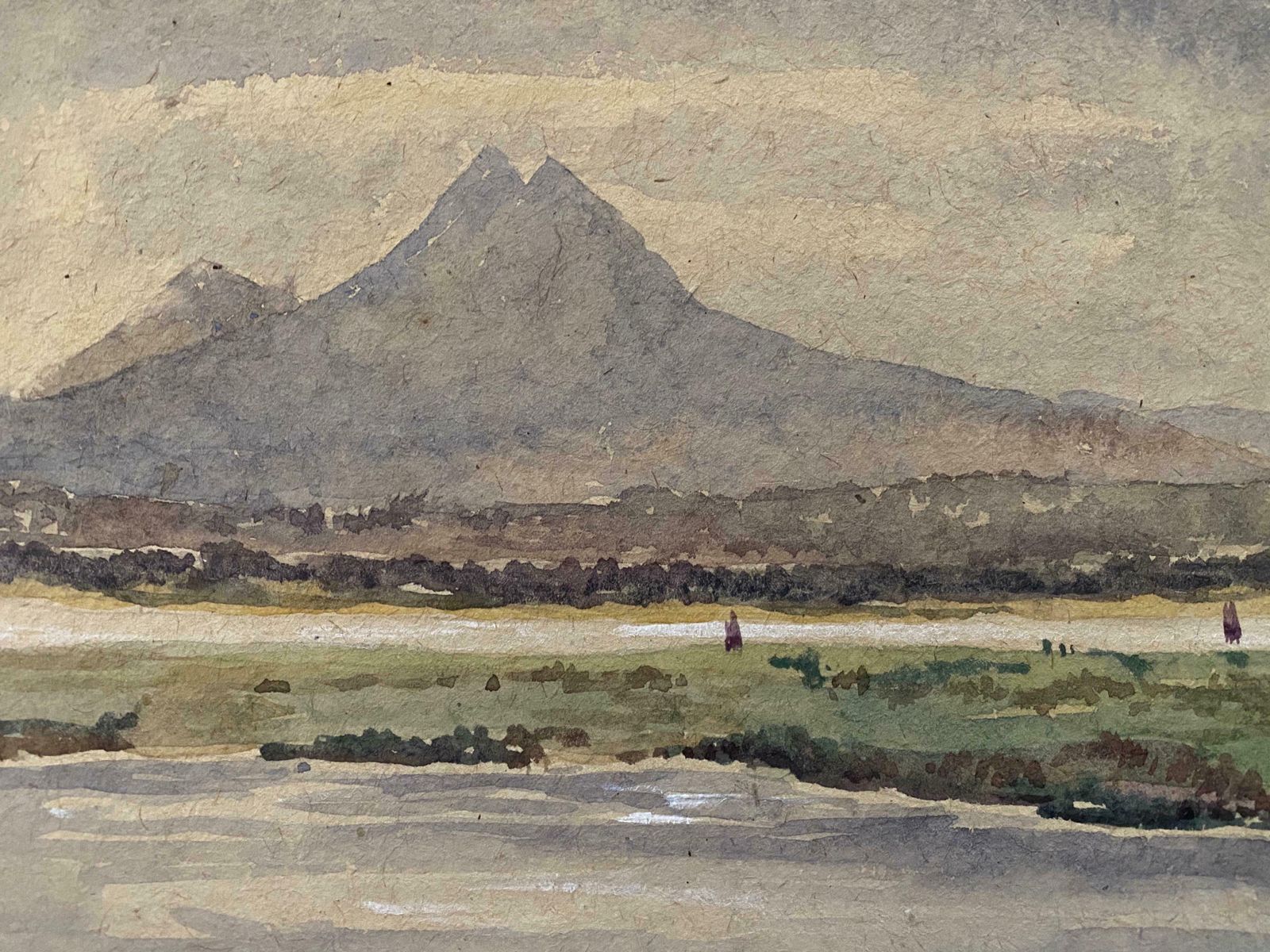 Unknown1900's English Impressionist Watercolor Painting Cliffs In The Distance C. 1900's photo for sale