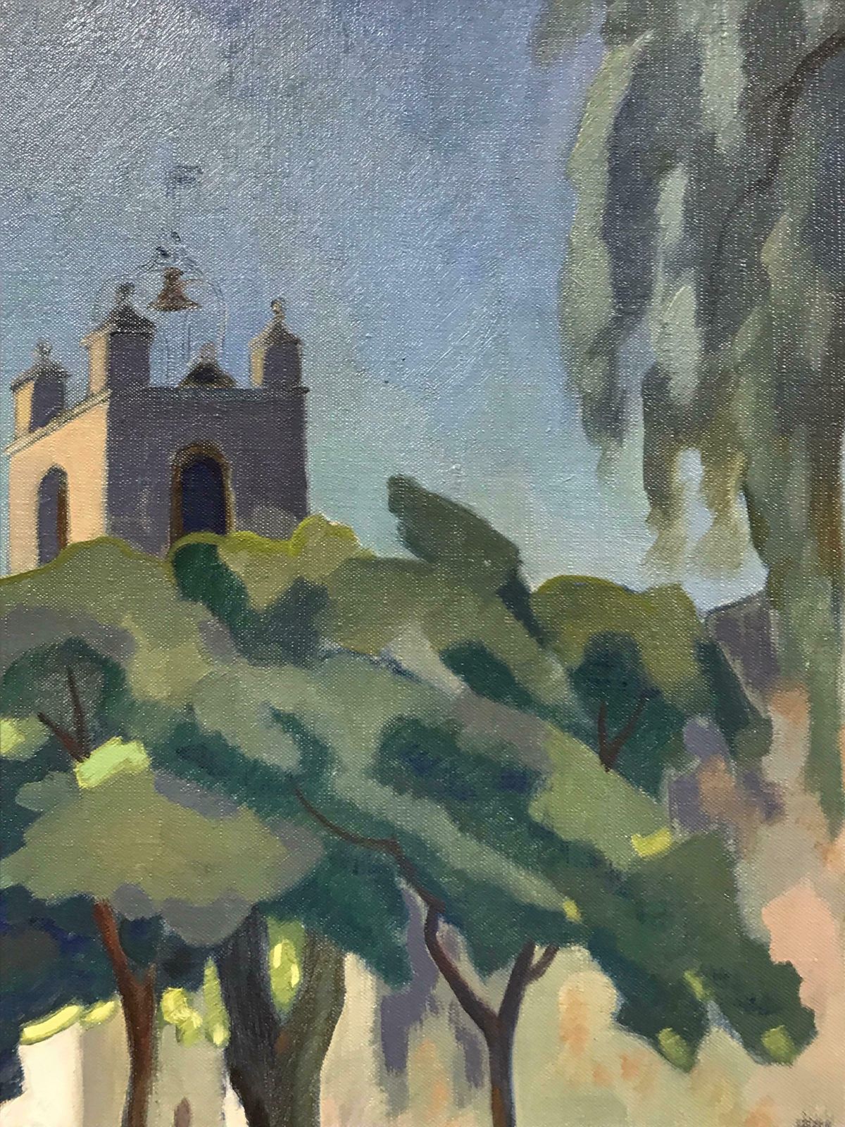 French Schoollarge Mid 20th Century French Signed Oil   Provencal Village Street Scene Cagnes1950's photo vinterior