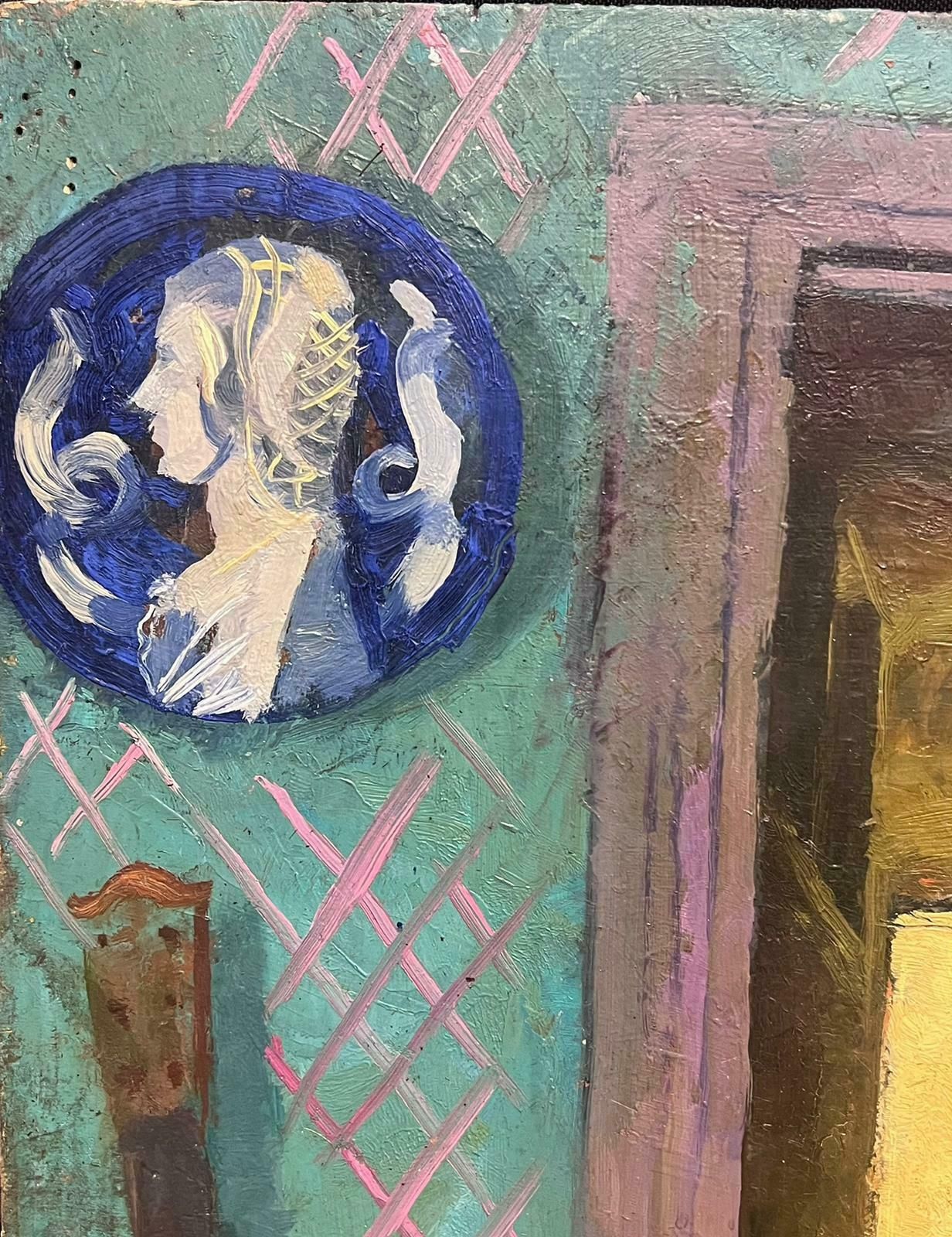 Maurice Delavier1940's French Signed Modernist Oil Painting Nude Figure In Room Interior1950's photo Art