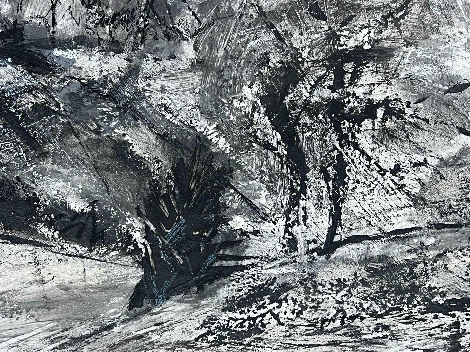 Helen Greenfieldenglish Impressionist Gouache Painting Black And White Hill Abstract photo for sale