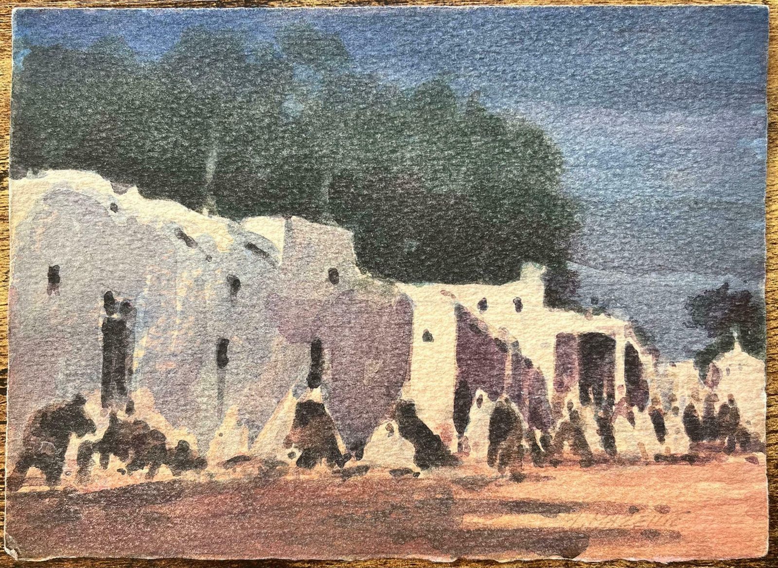 Maurice Mazeiliefrench Impressionist Watercolor Of A Traditional Whitewashed Village20th Century photo for sale