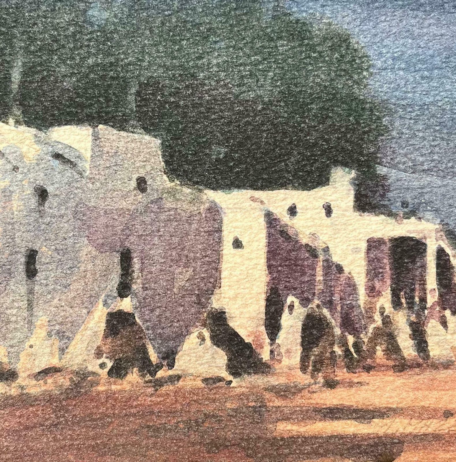 Maurice Mazeiliefrench Impressionist Watercolor Of A Traditional Whitewashed Village20th Century photo Art
