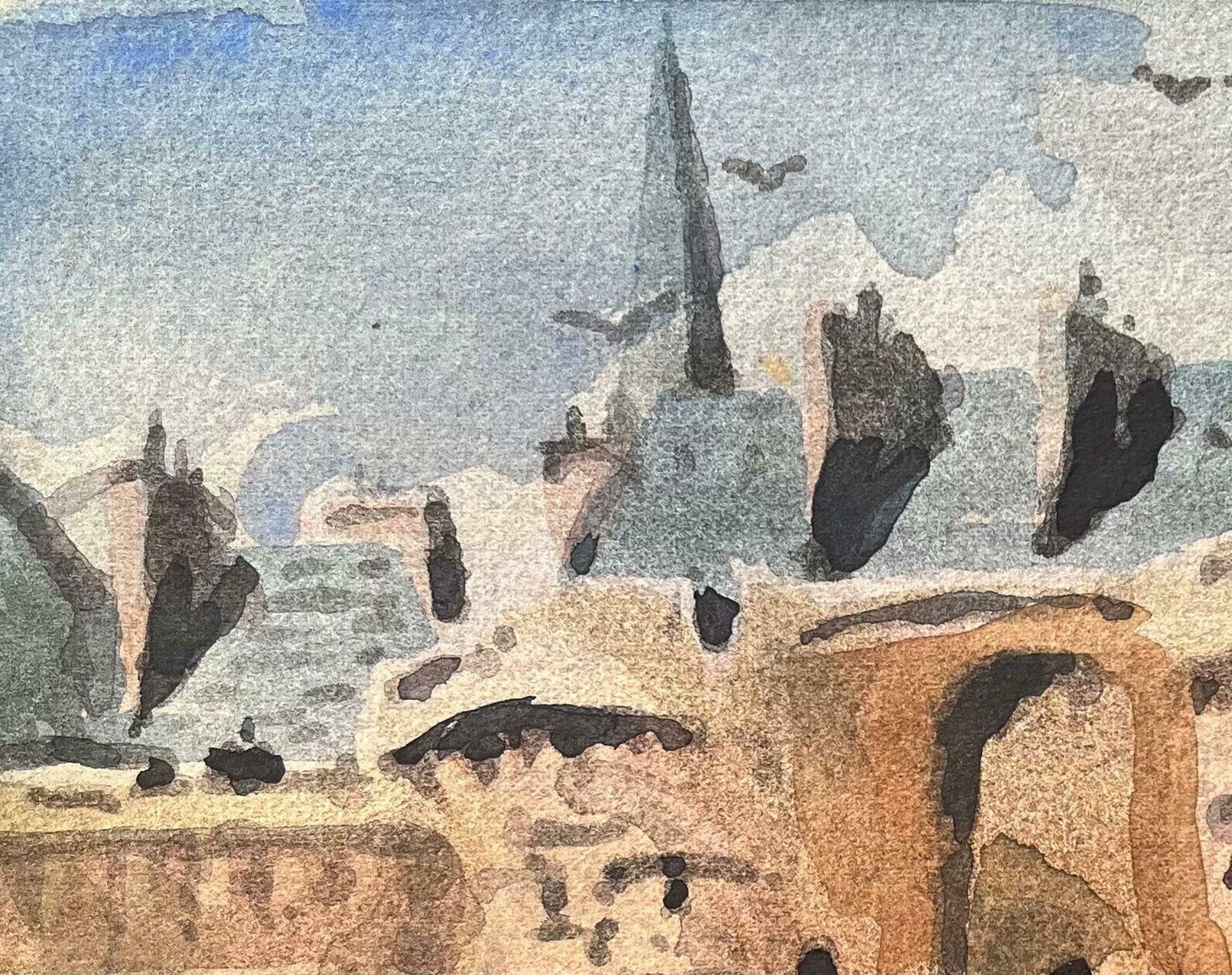 Maurice Mazeiliefrench Impressionist Watercolor Of Historic Architectural Facade20th Century photo 163.0