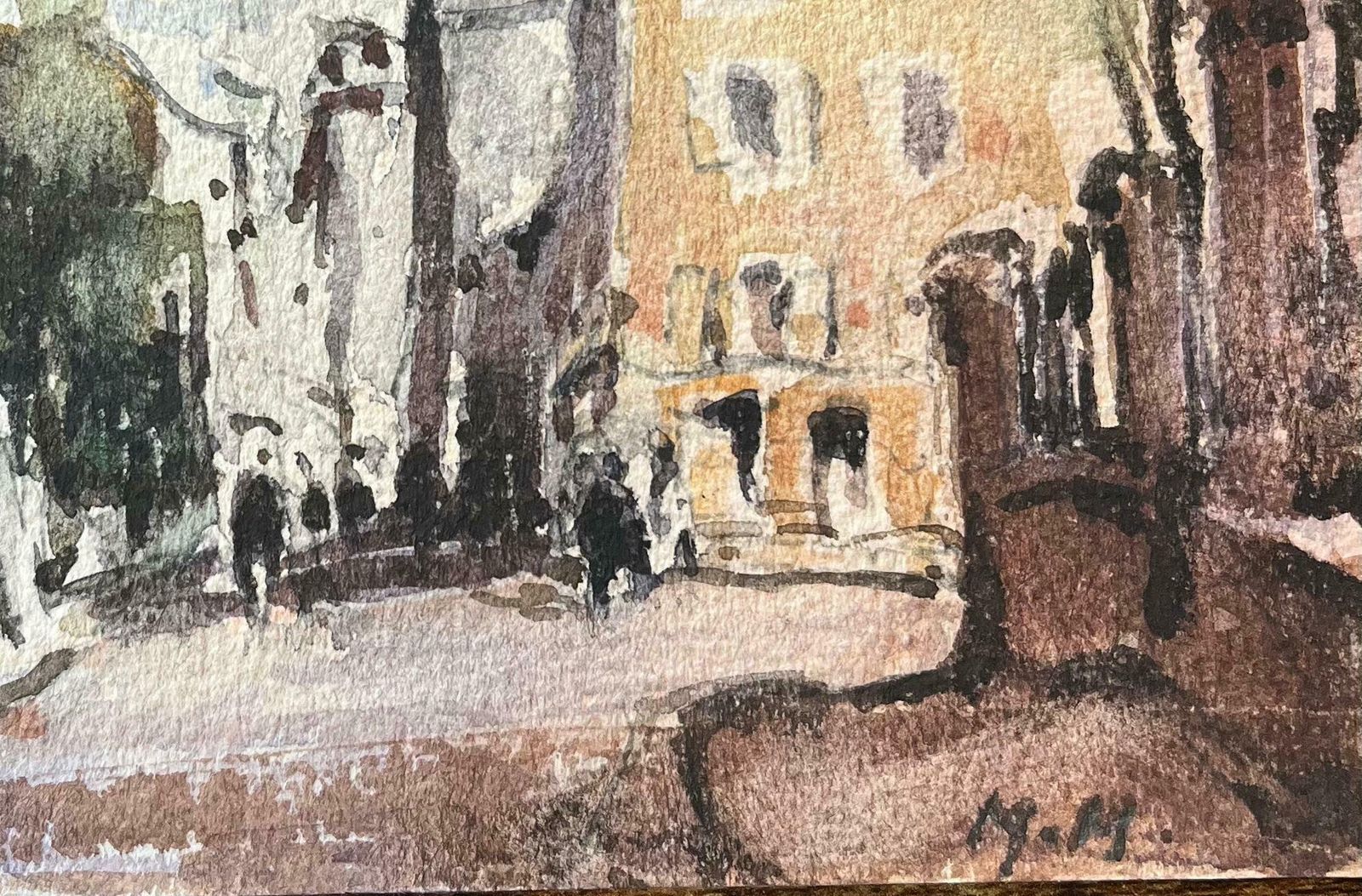 Maurice Mazeiliefrench Impressionist Watercolor Of Parisian Street Scene With Sacré Cœur Basilic20th Century photo Art