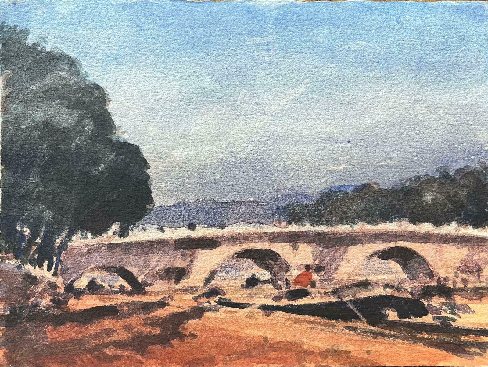 Maurice Mazeiliefrench Impressionist Watercolor Of Pont Neuf With Riverside Walk In Paris20th Century