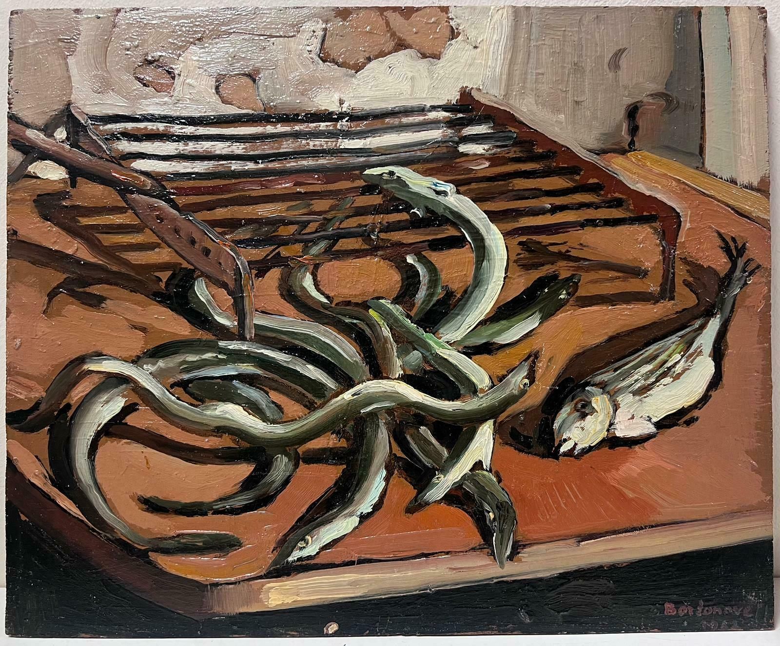 Georges Bordonovecontemporary French Impressionist Oil Sardines And Fish photo furniture