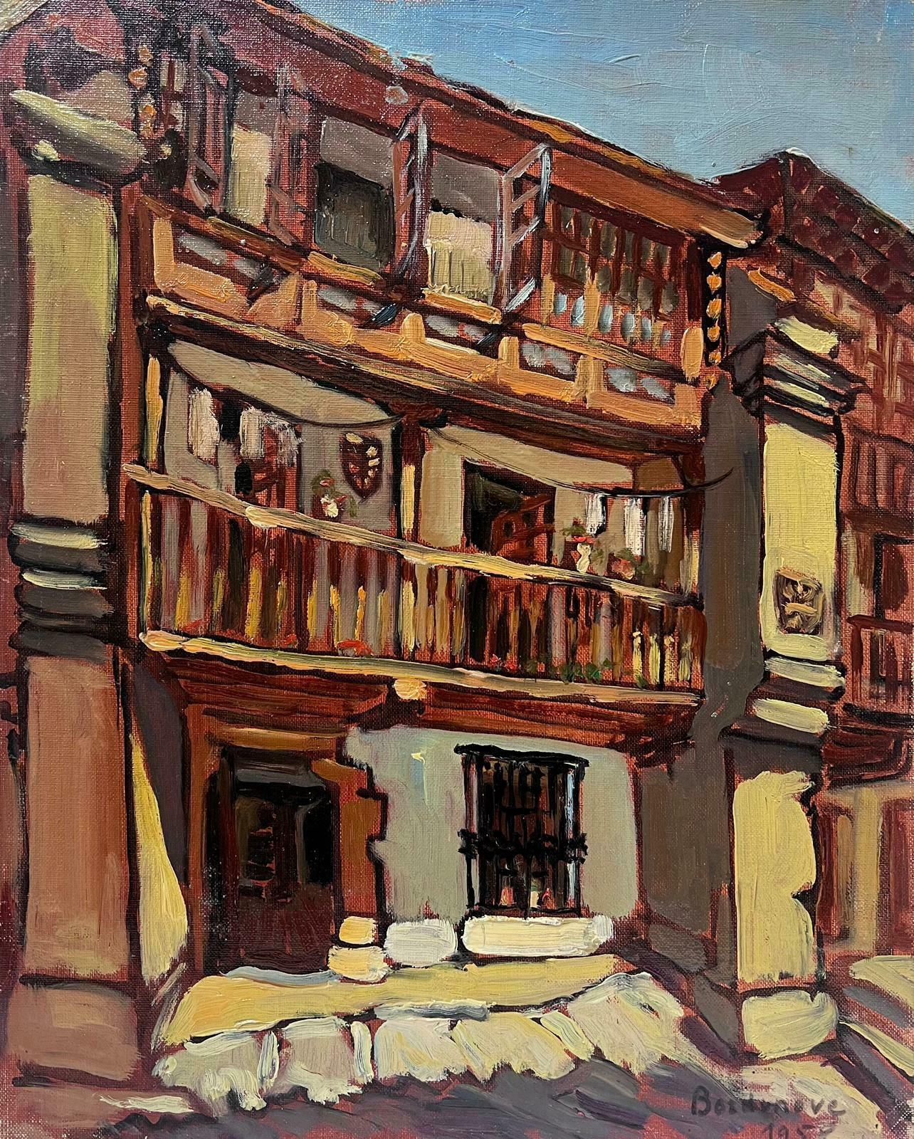 Georges Bordonovecontemporary French Impressionist Oil Red Town Building Maison Castiliane