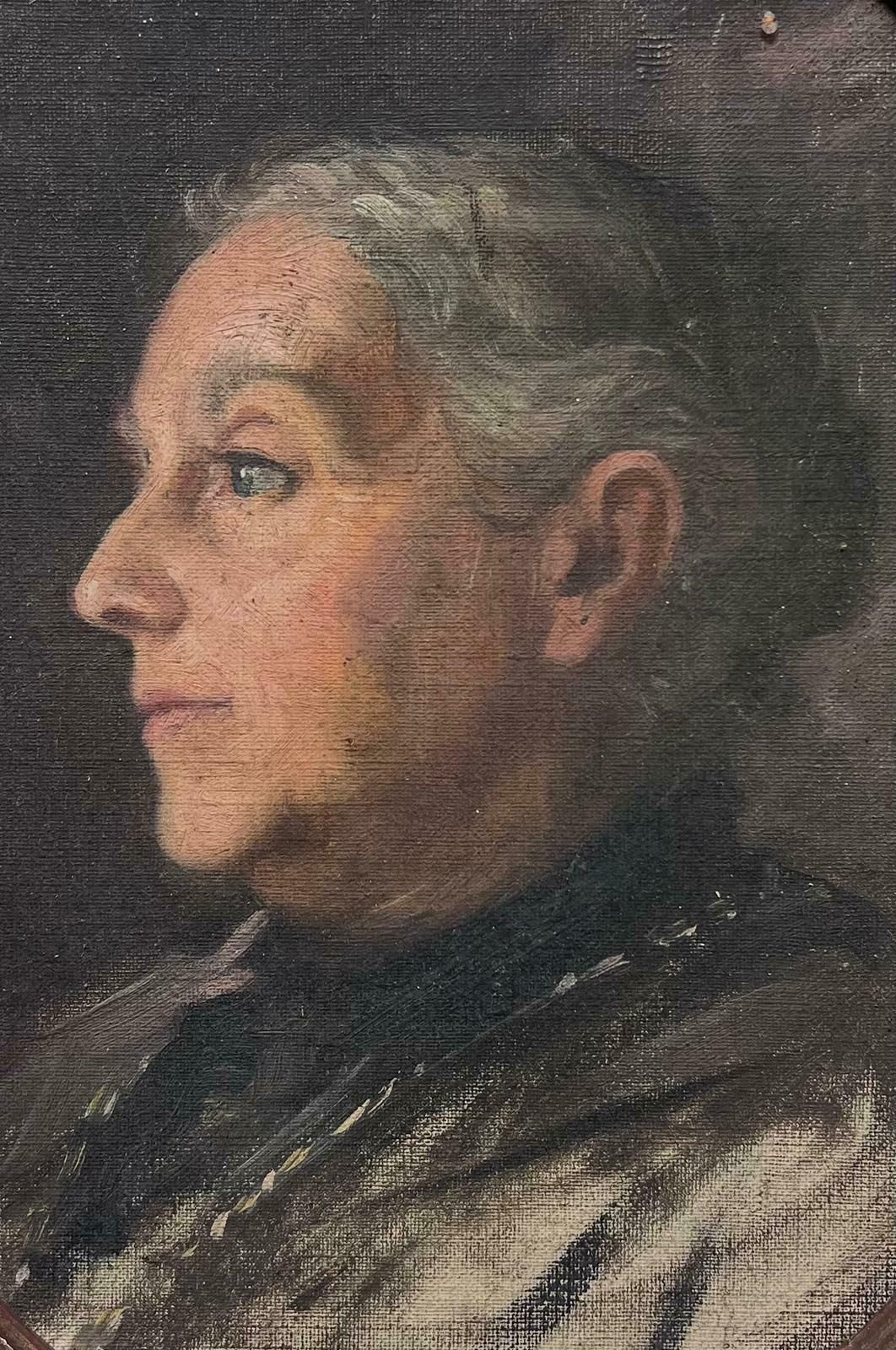 Louise Alix1950's French Modernist Portrait Of A Posed Elder Lady Side Profile Framed1940's photo furniture