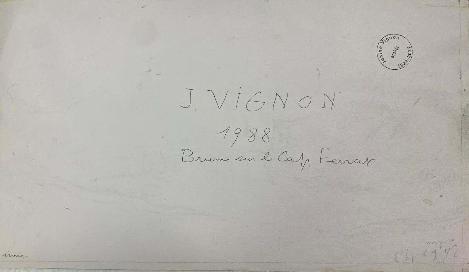Josine Vignonpost Impressionist French Watercolour Painting View Of Cap Ferrat From Hillsidec.1988 photo furniture