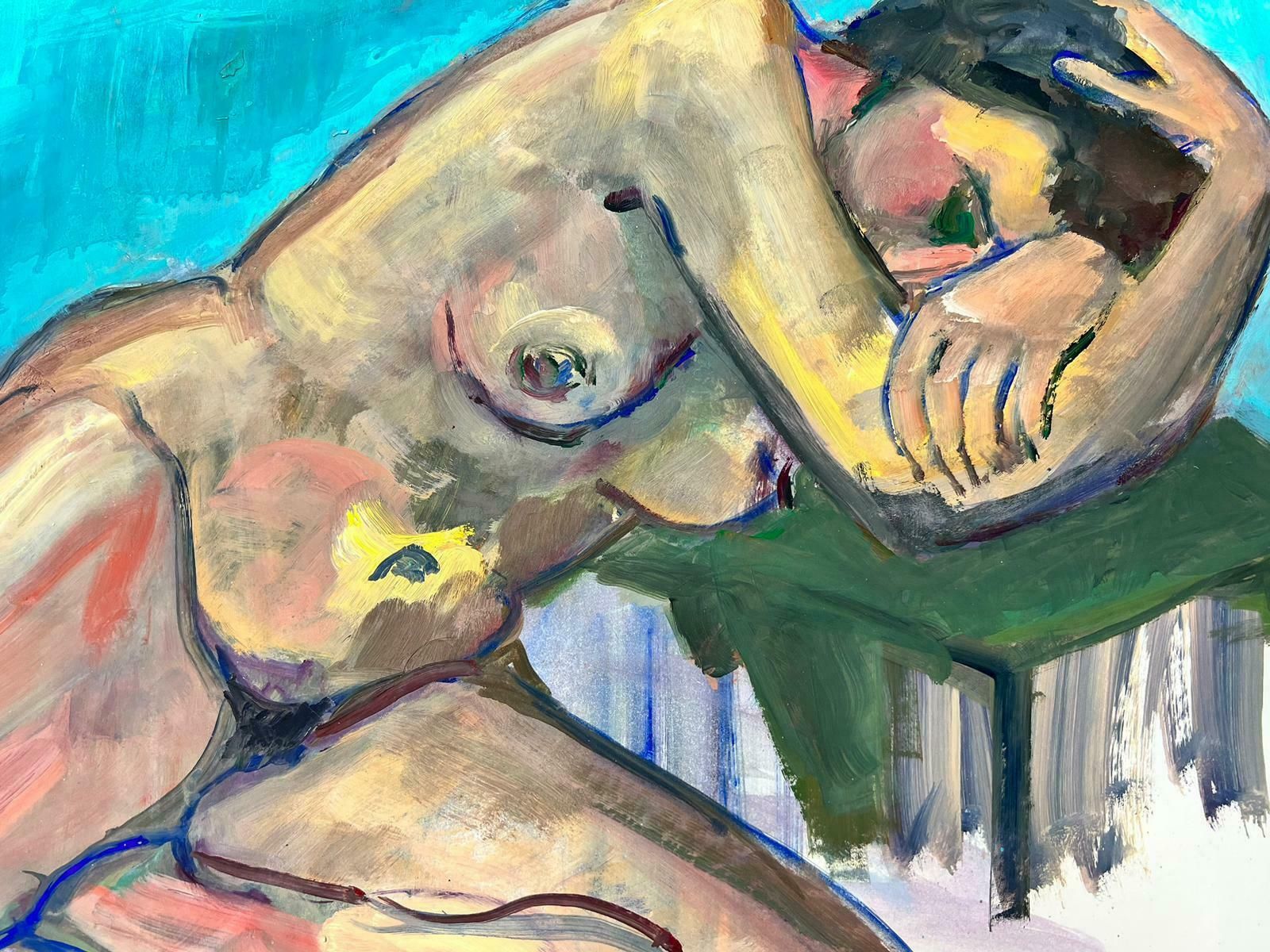 French Modernistreclining Nude Lady Model 1970's French Modernist Painting Provence Collection1970's photo vinterior