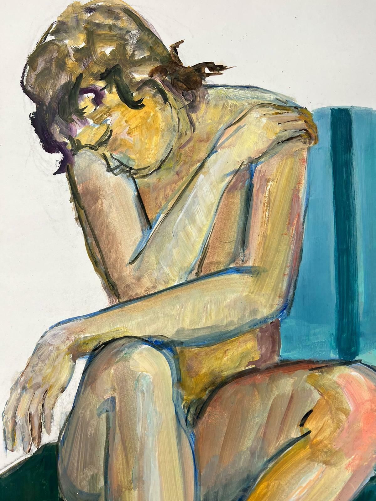 French Modernistreclining Nude Lady Model 1970's French Modernist Painting Provence Collection1970's photo 506.0