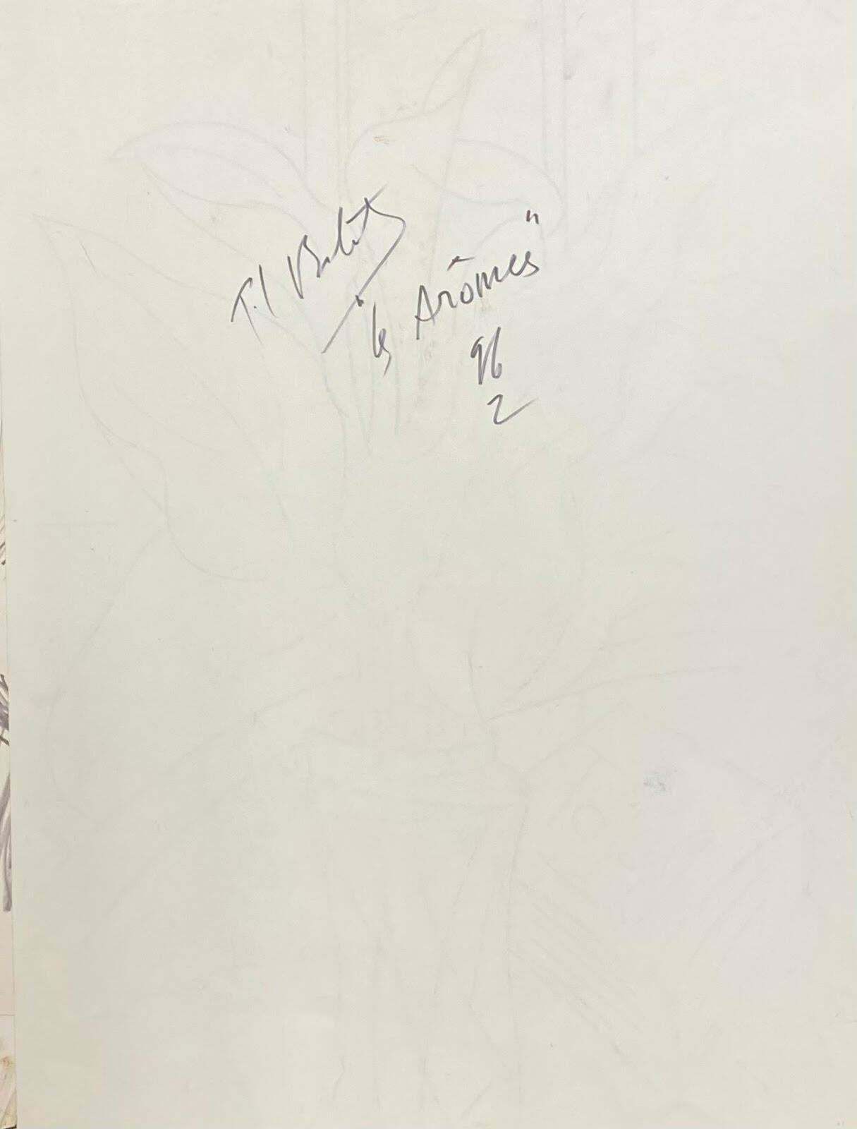 Paul Louis Bolot (French 1918 2003)20th Century French Modernist Drawing Of Black And White Flowers In Vase20th Century (1996) photo for sale