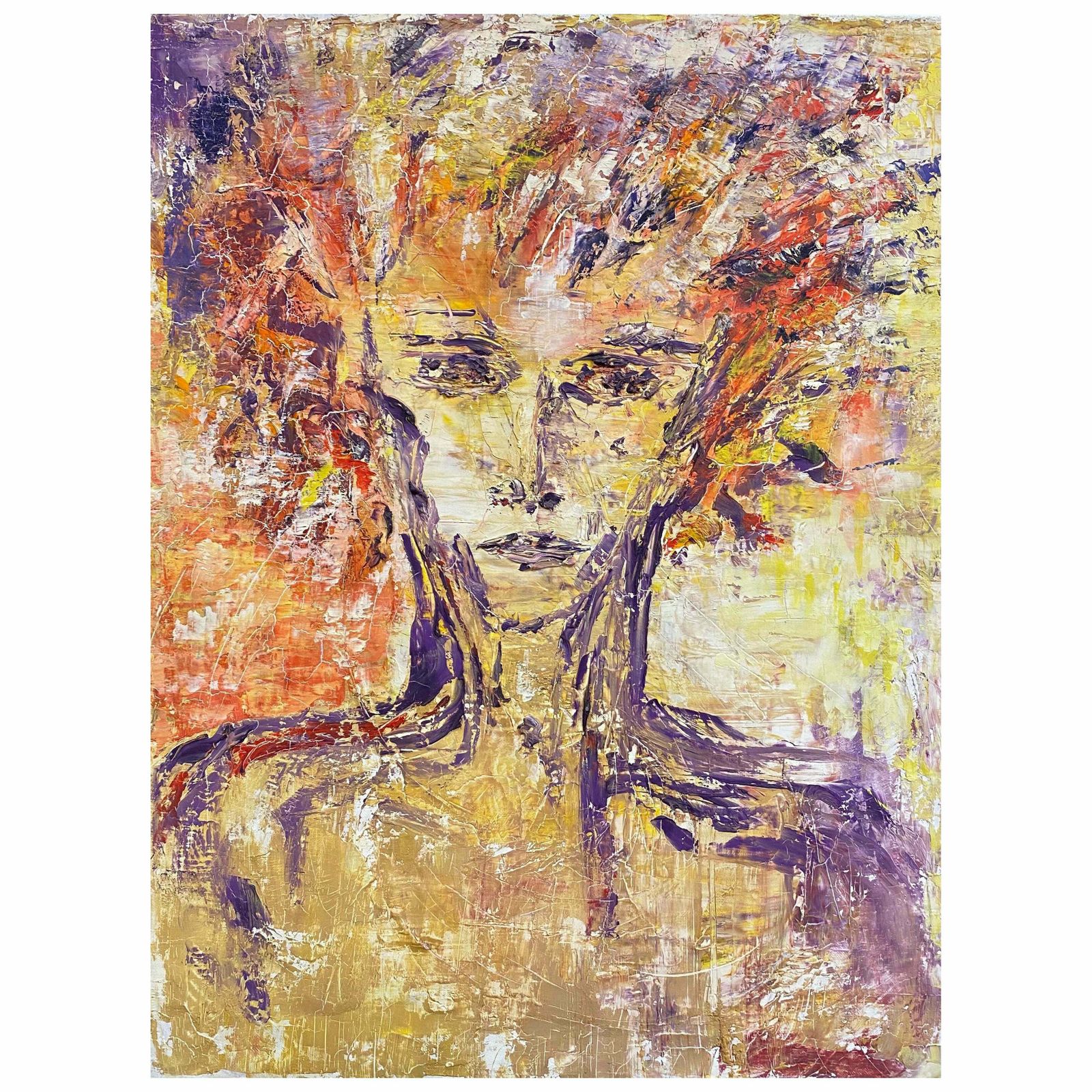 P Vilette20th Century Original Expressionist Oil Painting Quirky Abstract Face20th Century