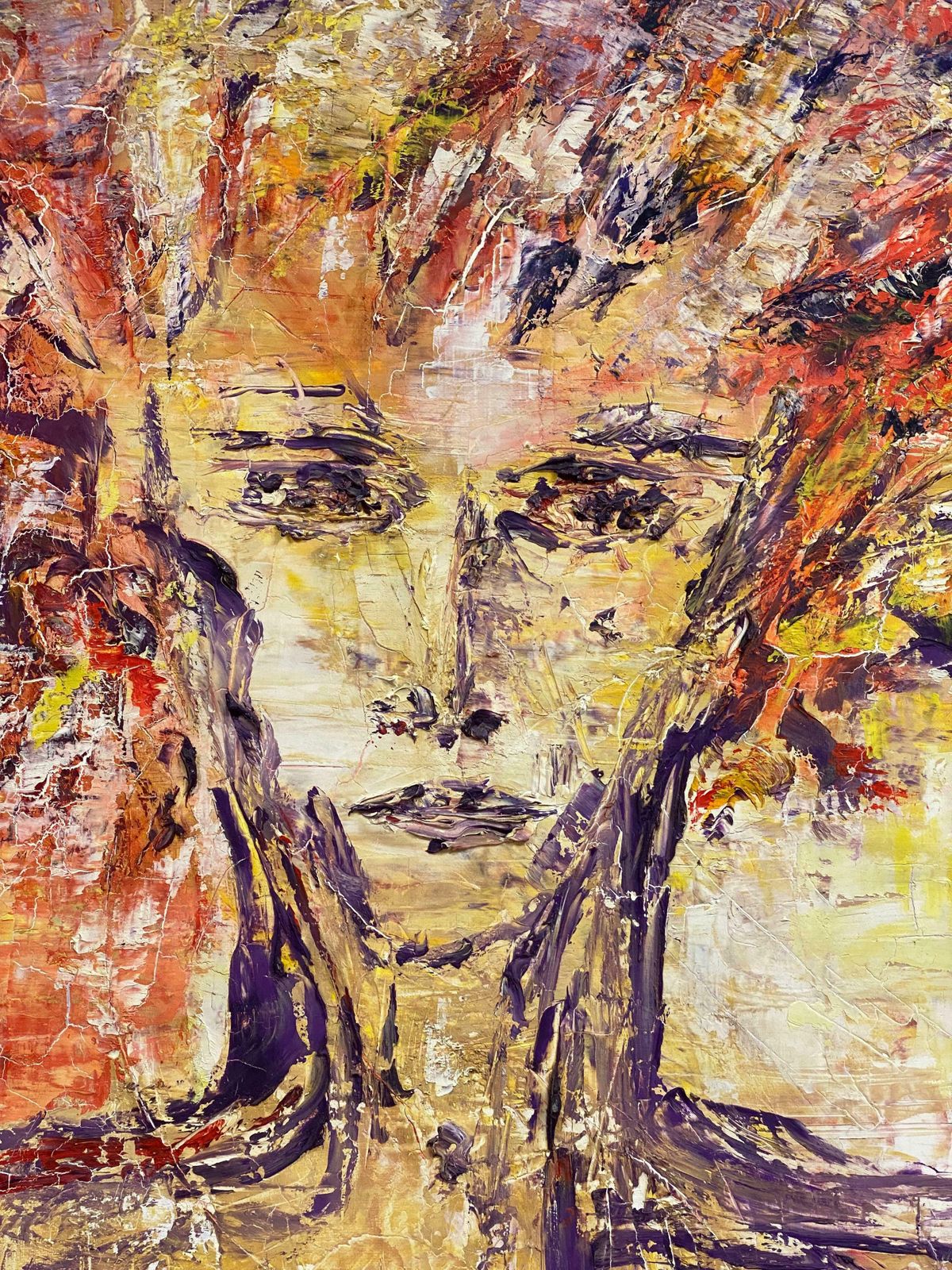 P Vilette20th Century Original Expressionist Oil Painting Quirky Abstract Face20th Century photo furniture