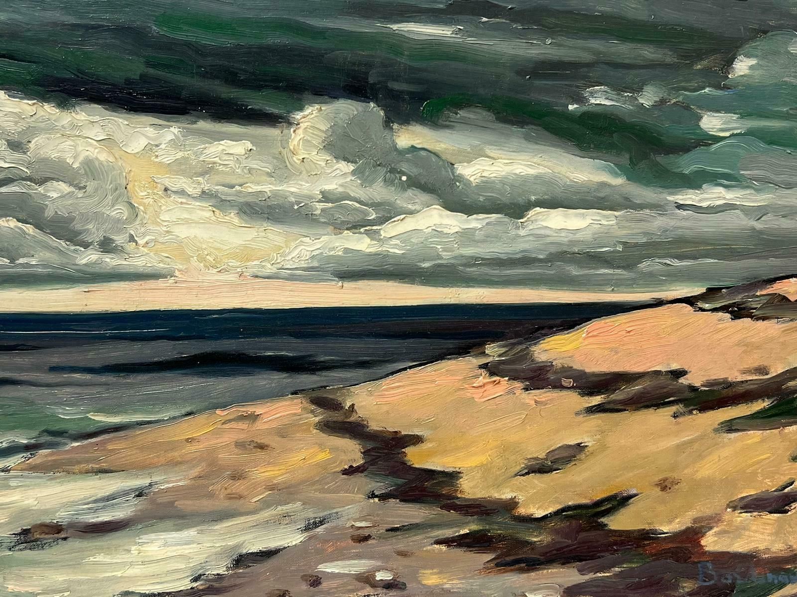 Georges Bordonovecontemporary French Impressionist Oil Windswept Beach Fluffy Clouds Rolling Sea photo for sale