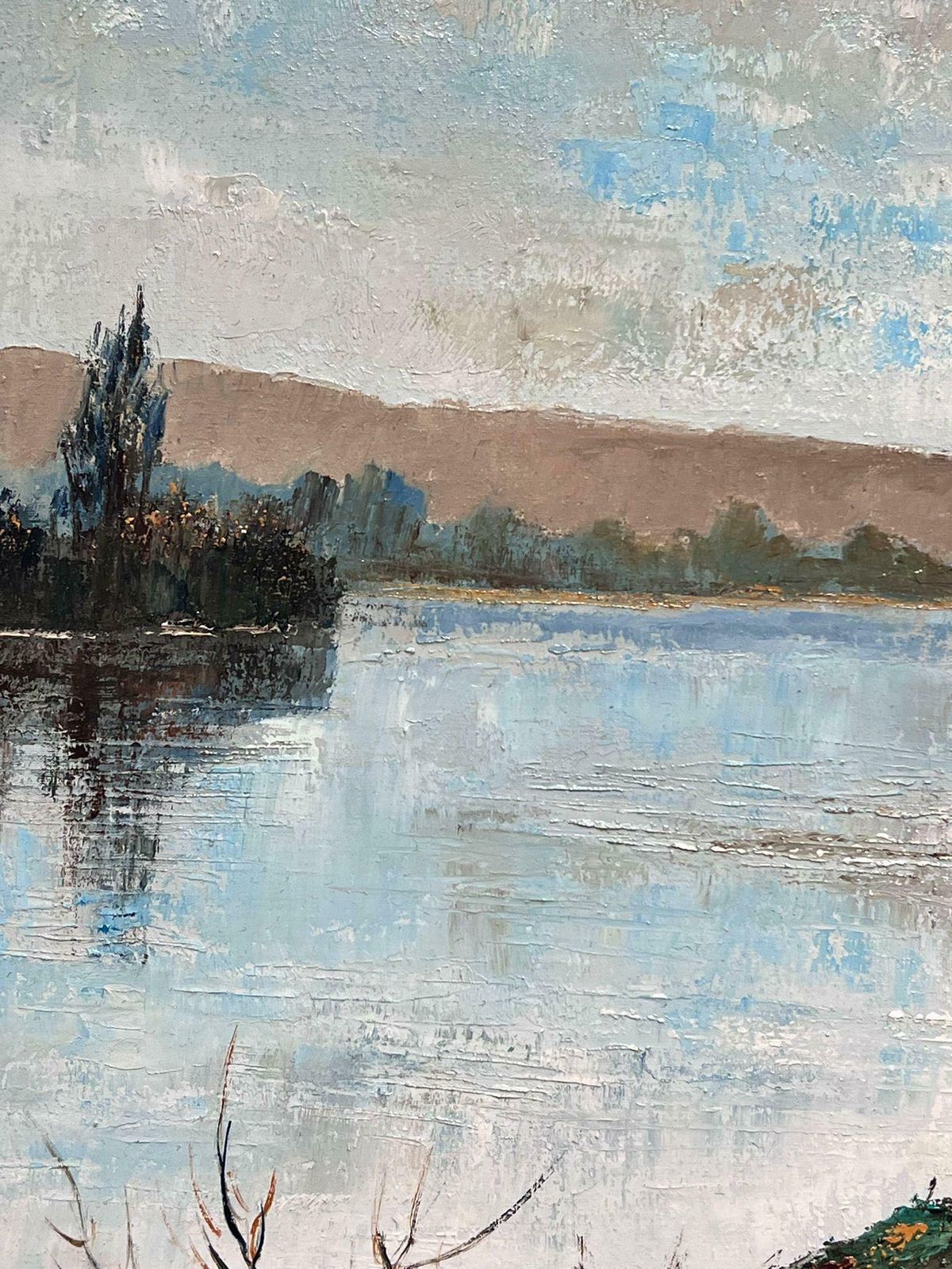 Lucien Gondretlarge Flooded River Oise Landscape By French Modernist Artist Original Oil photo Art