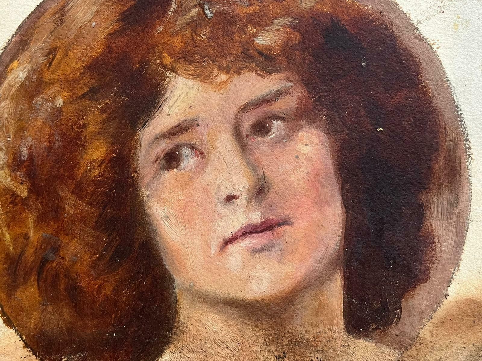 Antique English Antique Victorian English Oil Posed Lady Portrait photo for sale
