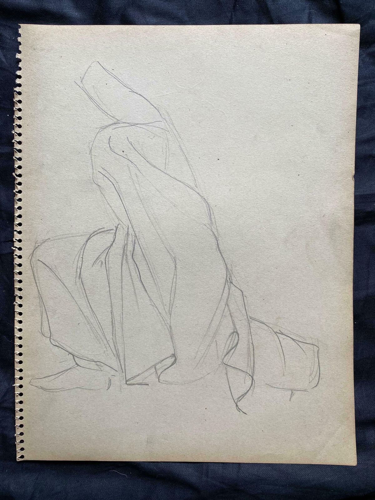 Jean Paul Le Verriermid 20th Century French Original Line Drawing Sketch Nude Lady   Stamped photo for sale