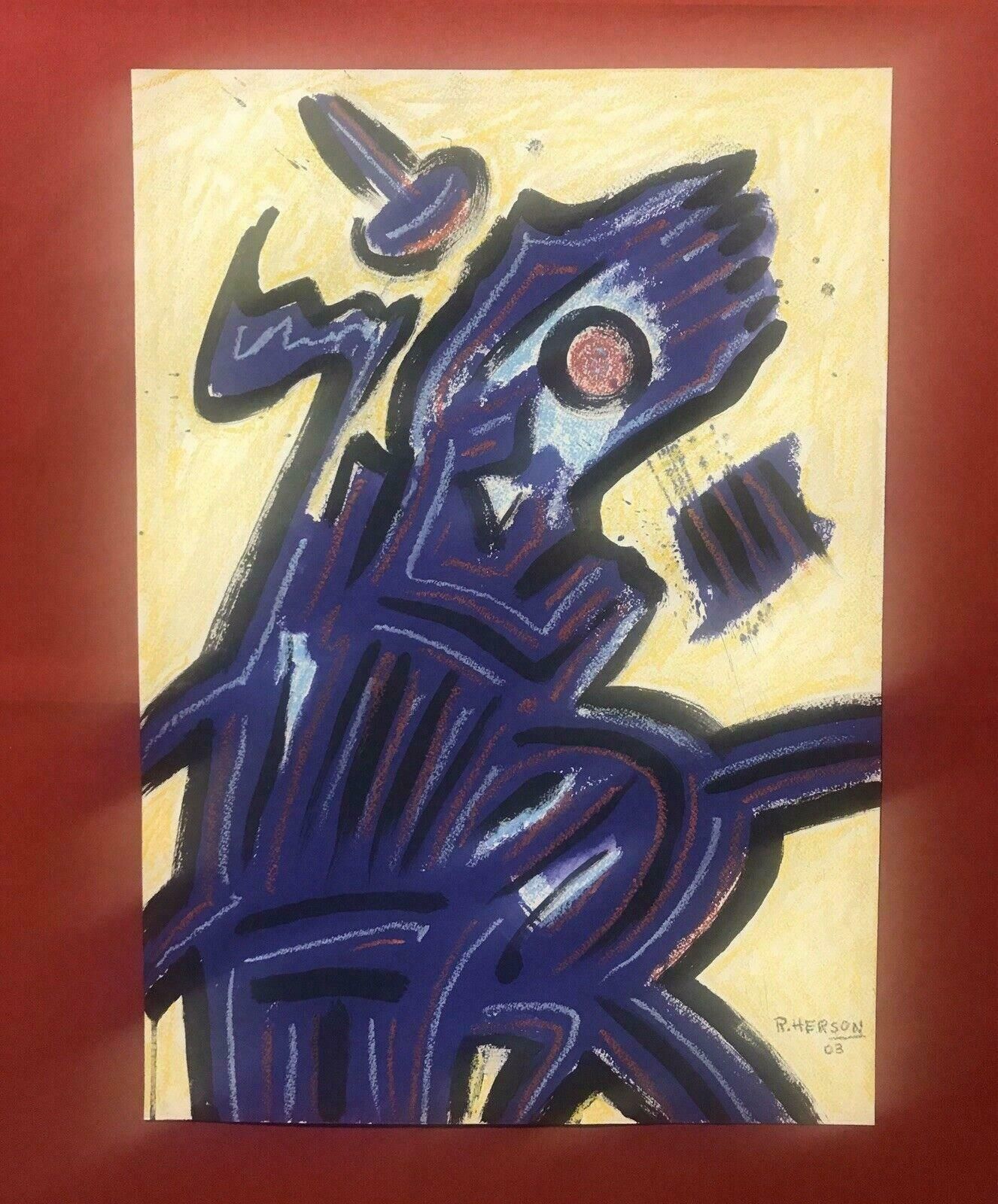 Roger Hersonroger Herson (1922 2008) Signed French Abstract Painting   Figurative Study20th Century photo for sale