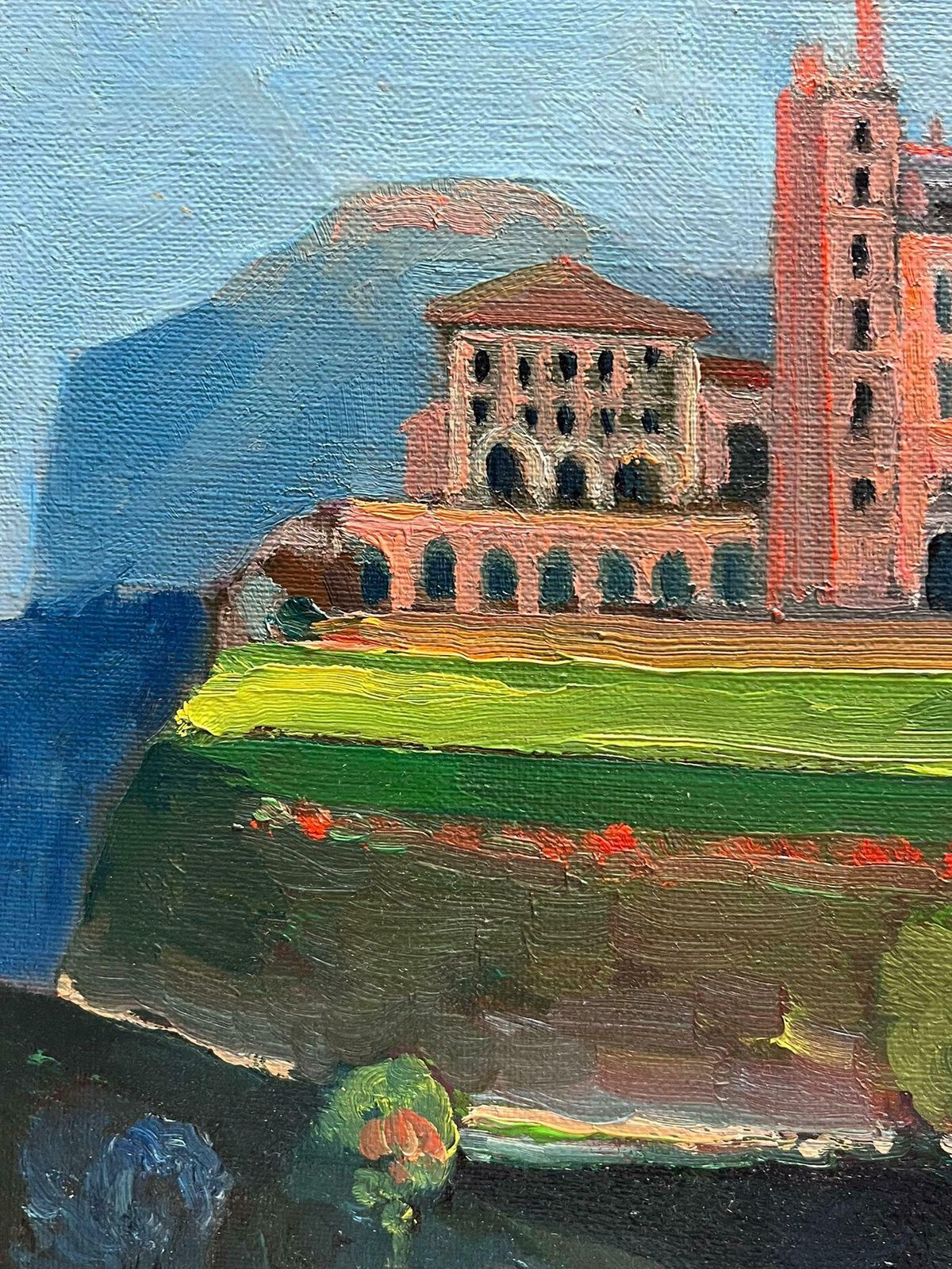 Michel Kritzfrench Impressionist Signed Oil Chateau Building In Landscape photo furniture