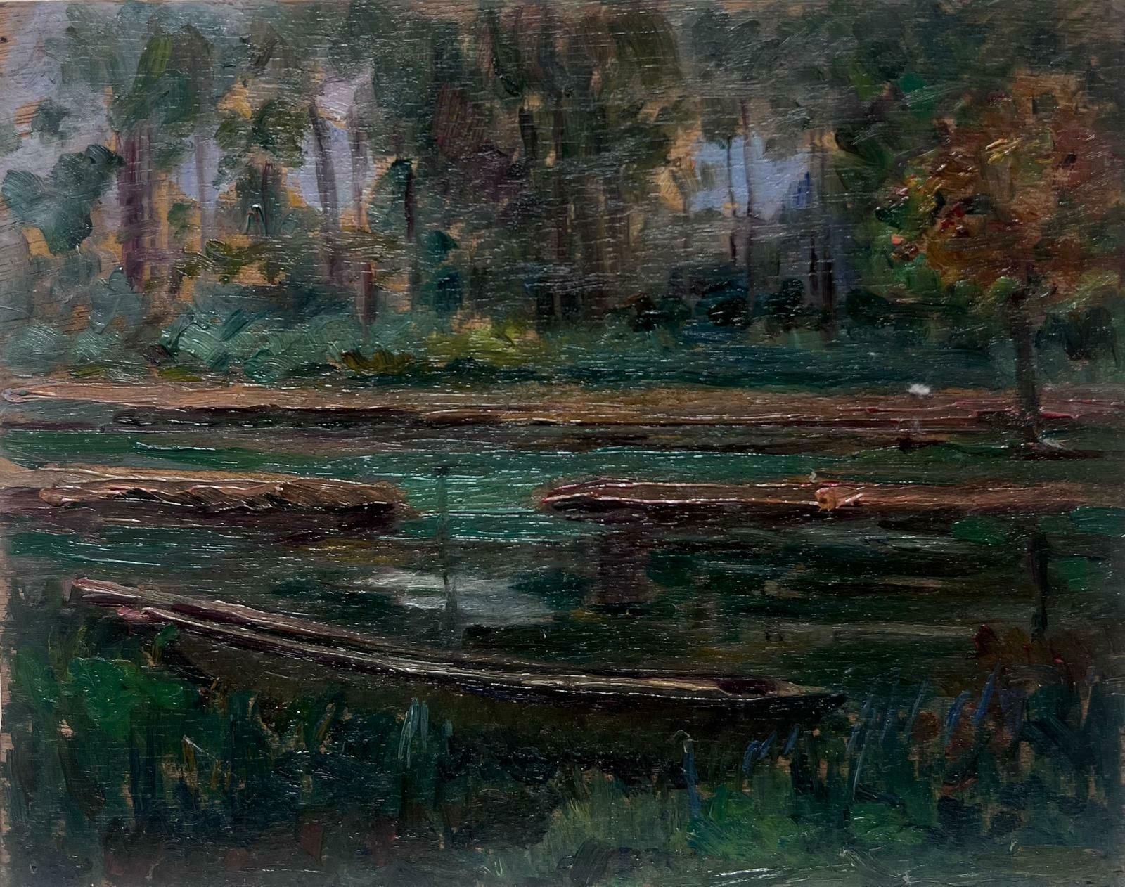 Louise Alix1930's French Oil Painting Dark River Woodland Landscape1940's photo Art