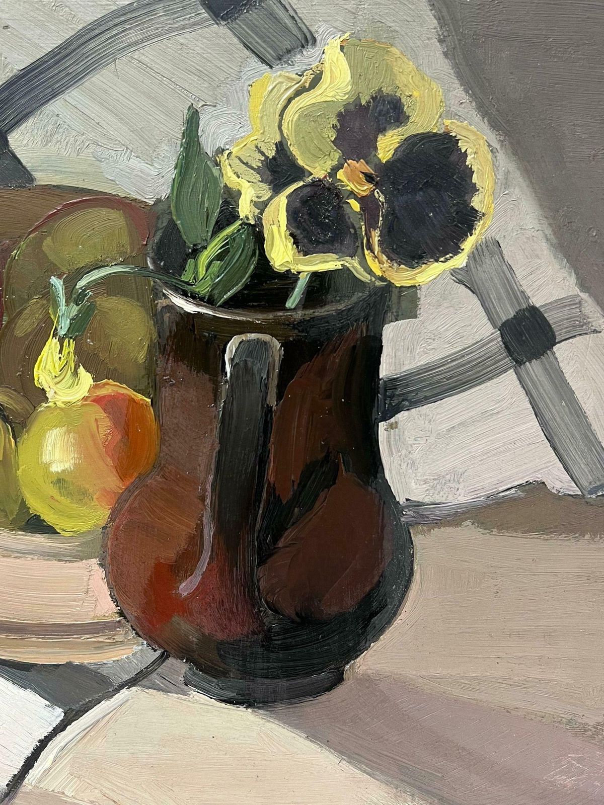 Y. Blanchon1930's French Impressionist Table Kitchen Table Interior Apples And Brown Jug 1930's photo Art