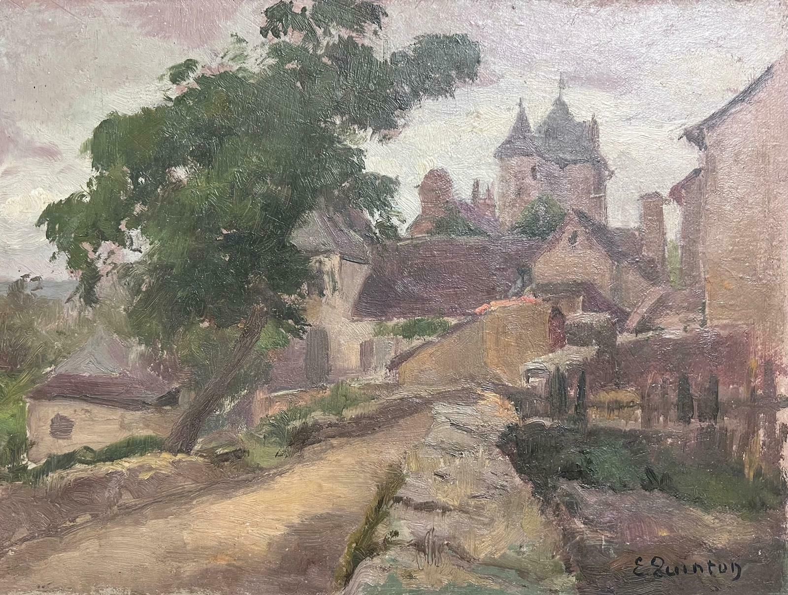 Edmond Quinton1930's French Impressionist Oil Painting Stone Path To Quaint French Village1930's