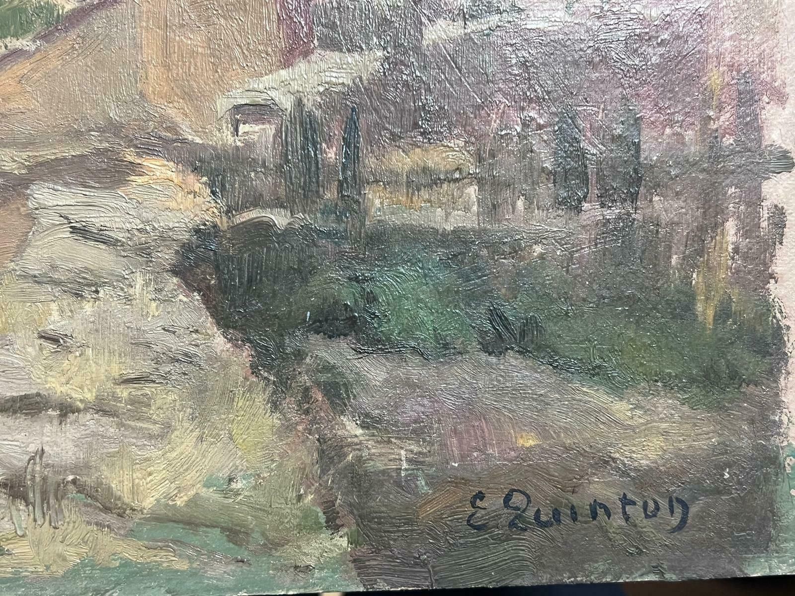 Edmond Quinton1930's French Impressionist Oil Painting Stone Path To Quaint French Village1930's photo for sale