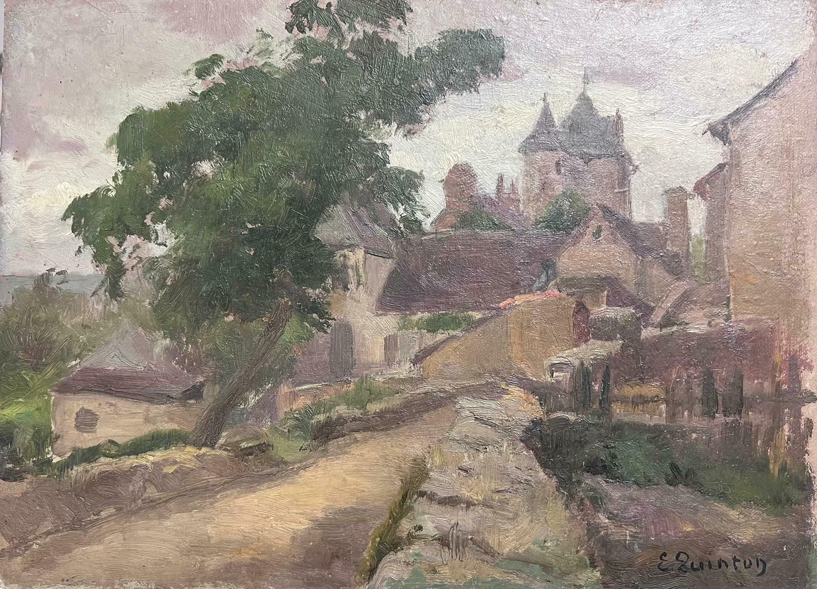 Edmond Quinton1930's French Impressionist Oil Painting Stone Path To Quaint French Village1930's photo 1018.0