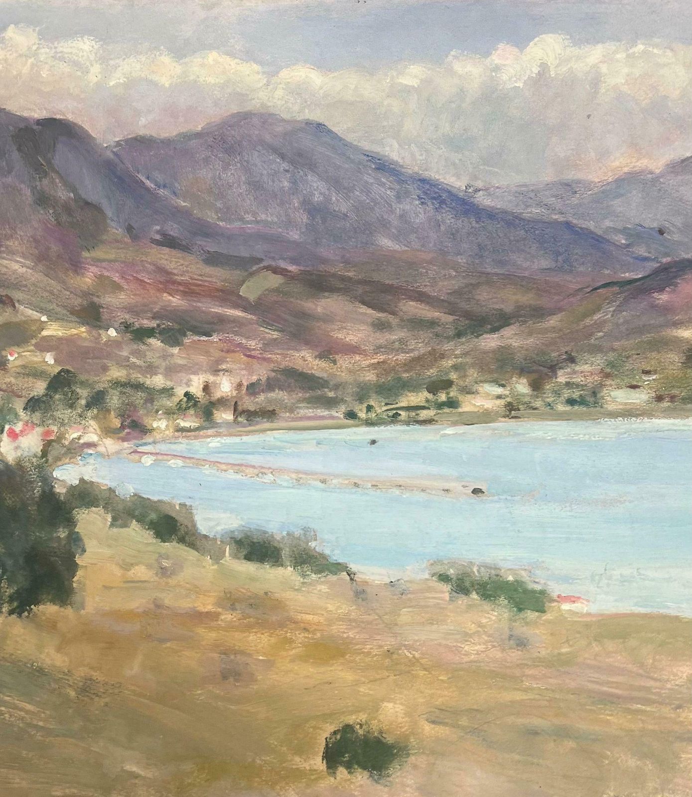 Y. Blanchon1930's French Impressionist Mountains Surrounding The Blue Sea Landscape1930's photo Art