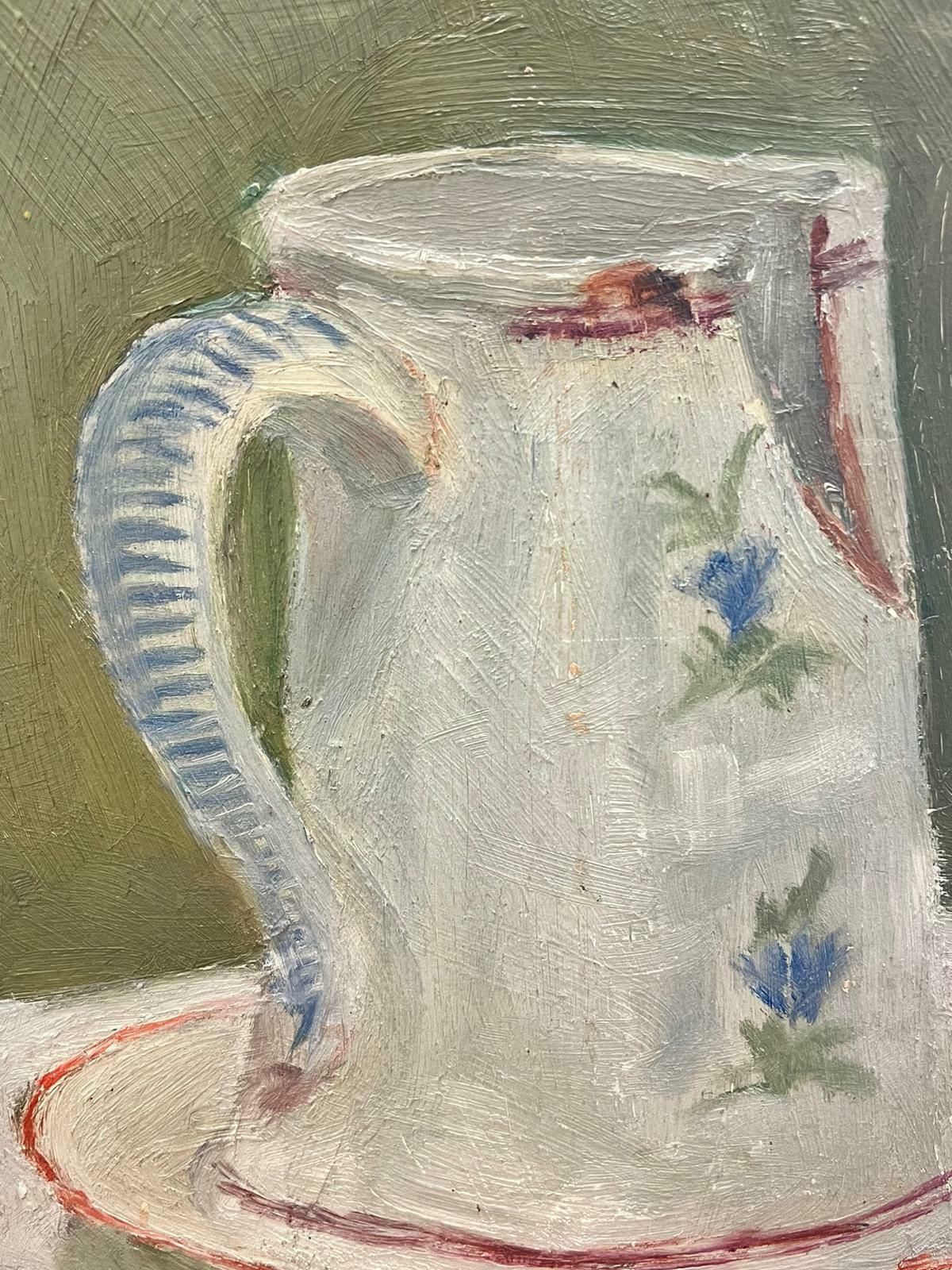 French Schoolantique French Impressionist Oil Still Life Jug & Plate In Interior1890’s photo 1014.0