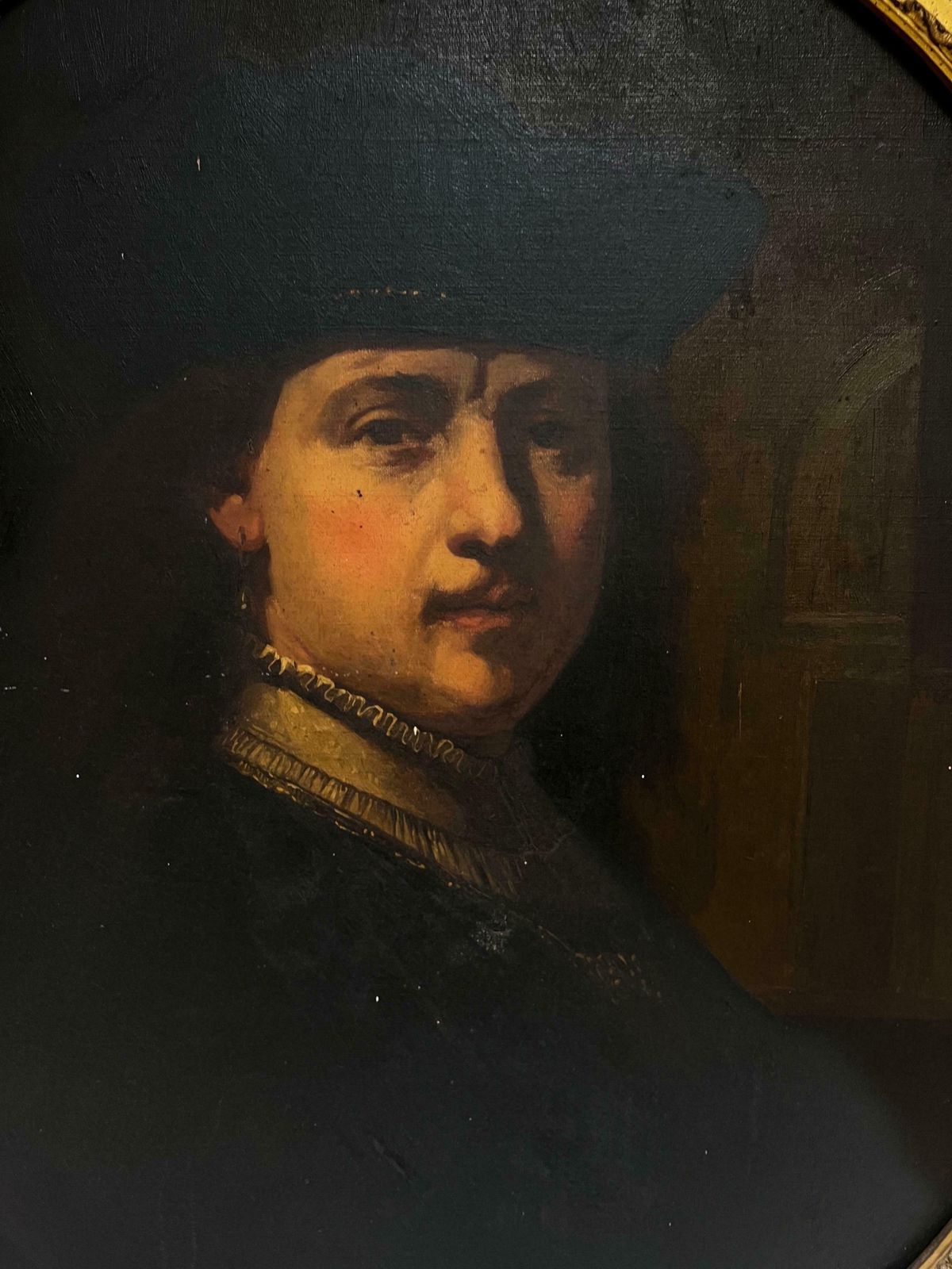 Antique Frenchvery Large Antique French Old Master Oil Painting After Rembrandt, Self Portrait photo 2036.0