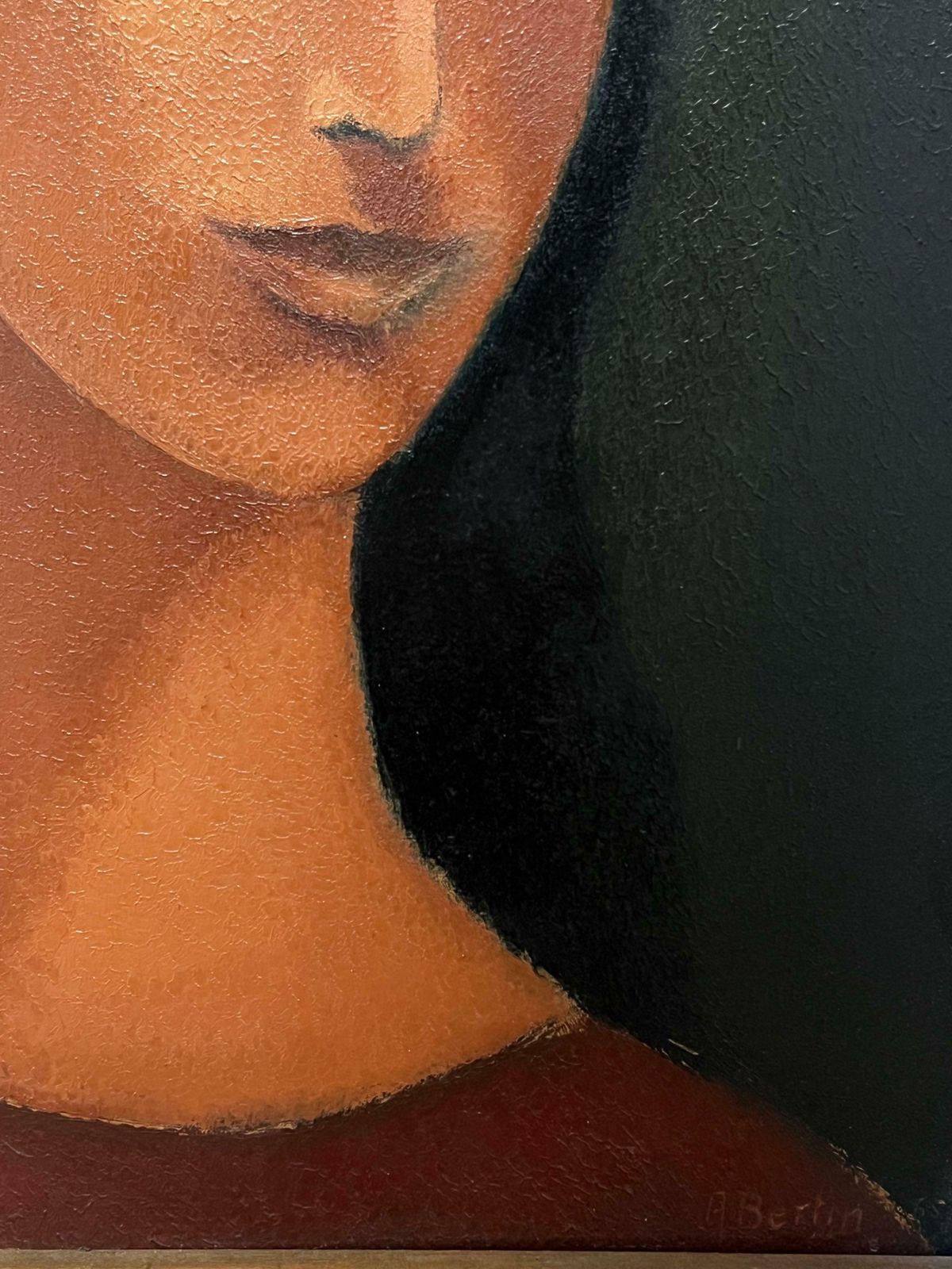 French School1960’s French Stylish Portrait Of A Woman Modernist Oil 19651965 photo Art