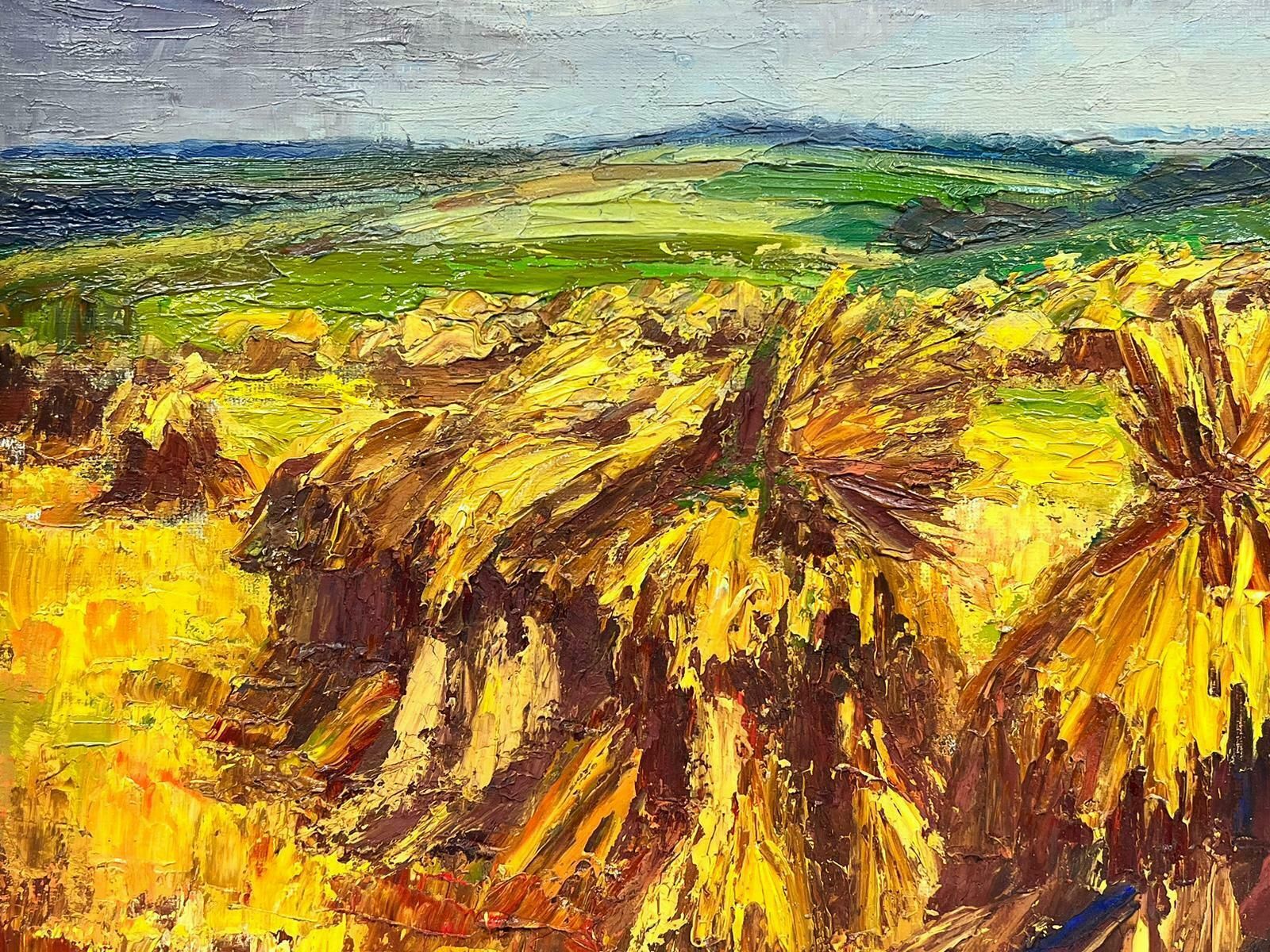 Josine Vignon1960’s French Post Impressionist Signed Oil Golden Wheat Fields Harvest Scene1960's photo Art